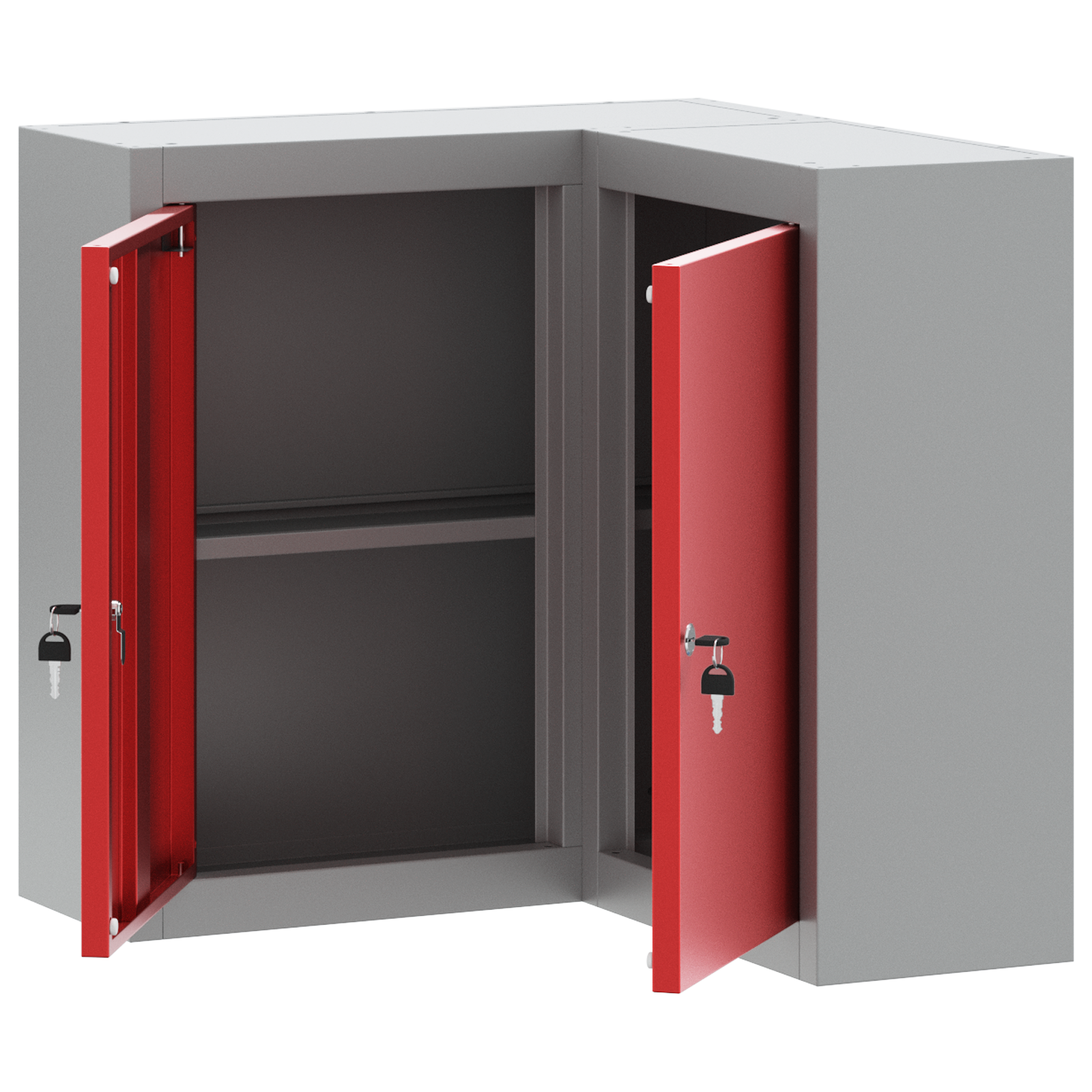 Corner Tool Cabinet Wall-Mounted and Lockable Red Steel - Image 4