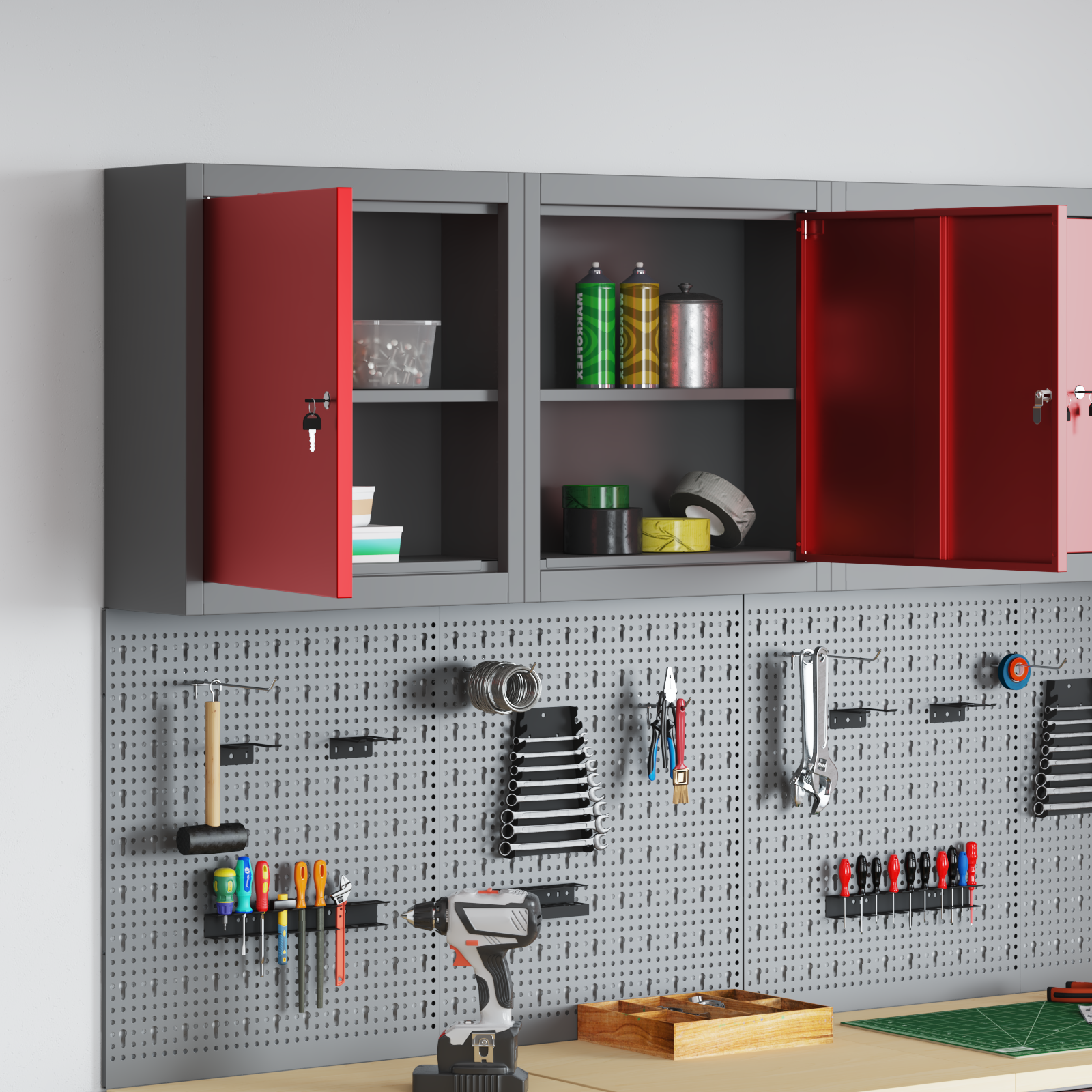 Tool Cabinet Wall-Mounted Red 50x20x55 cm Steel - Image 4
