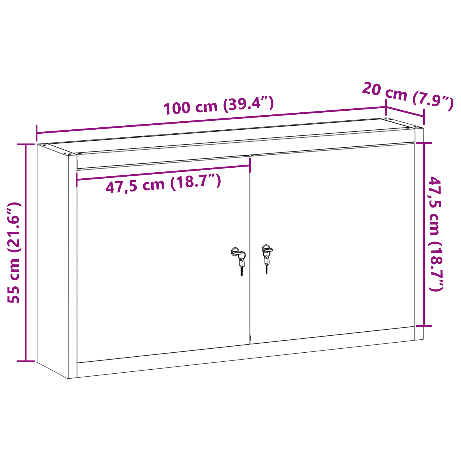 Tool Cabinet Wall-Mounted Black 100x20x55 cm Steel - Image 10