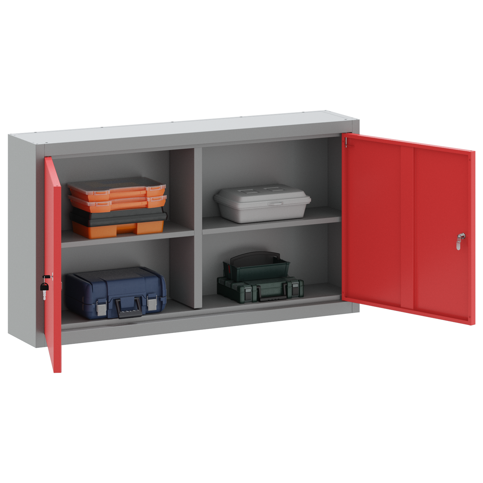 Tool Cabinet Wall-Mounted Red 100x20x55 cm Steel - Image 3
