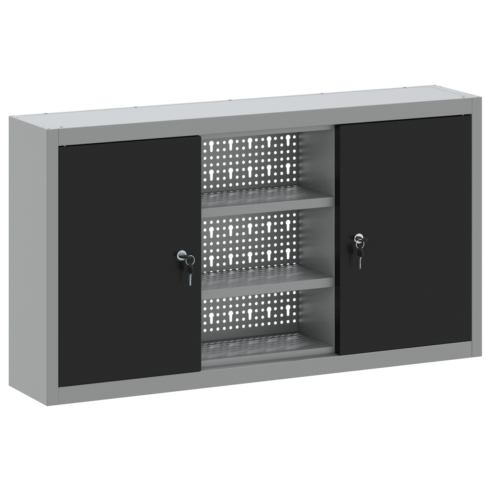 Tool Cabinet Wall-Mounted with Pegboard Black 100x20x55 cm Steel - Image 2