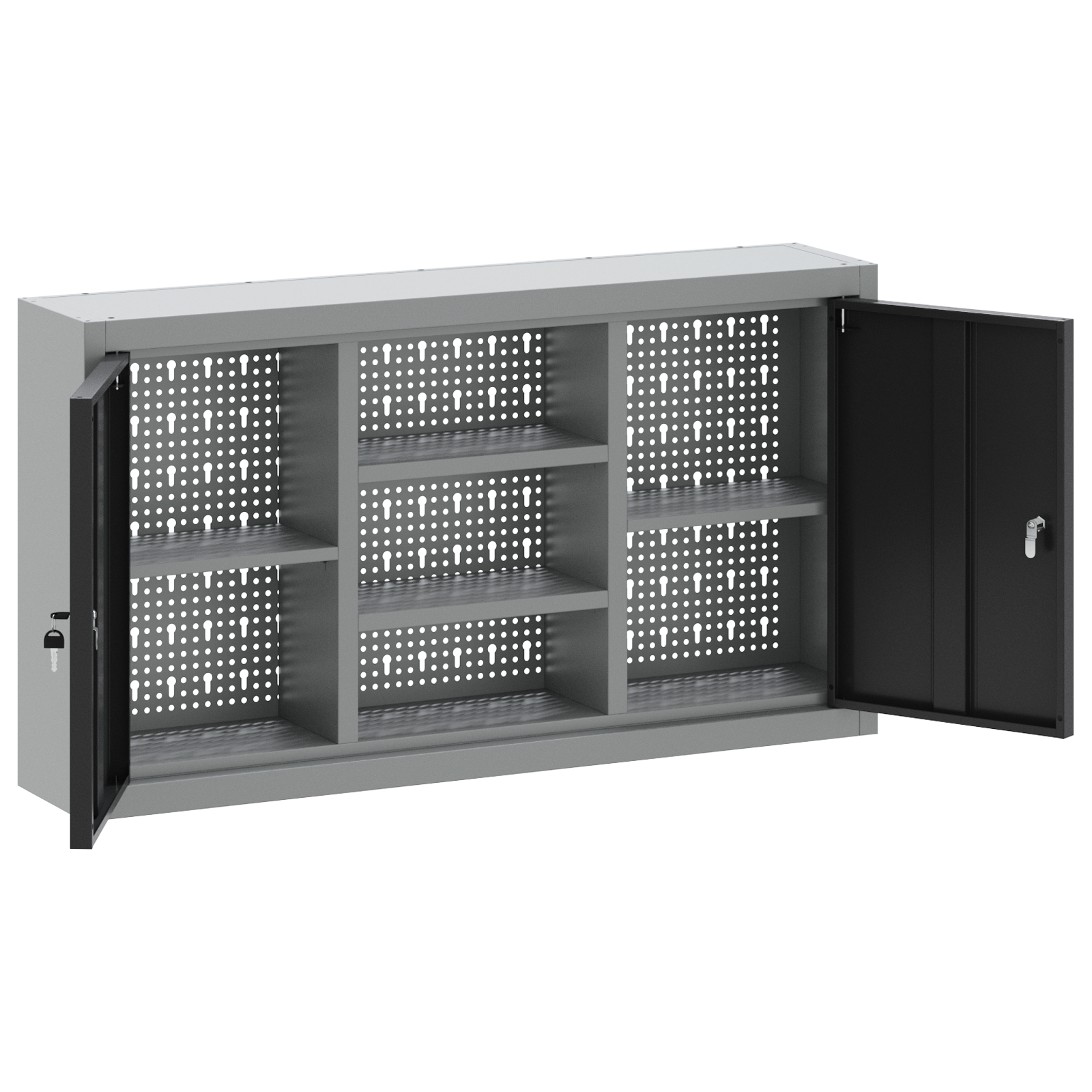 Tool Cabinet Wall-Mounted with Pegboard Black 100x20x55 cm Steel - Image 5