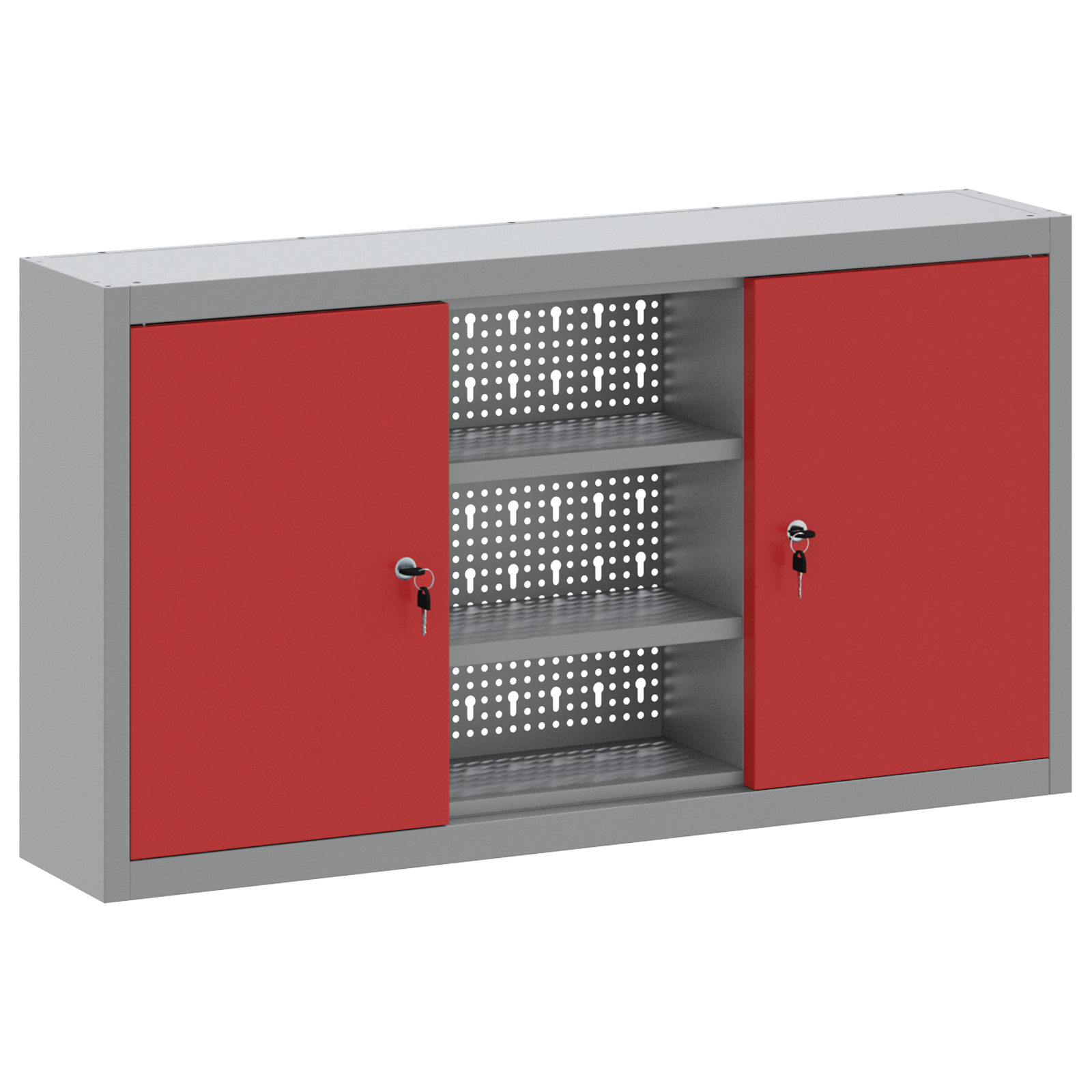 Tool Cabinet Wall-Mounted with Pegboard Red 100x20x55 cm Steel - Image 2