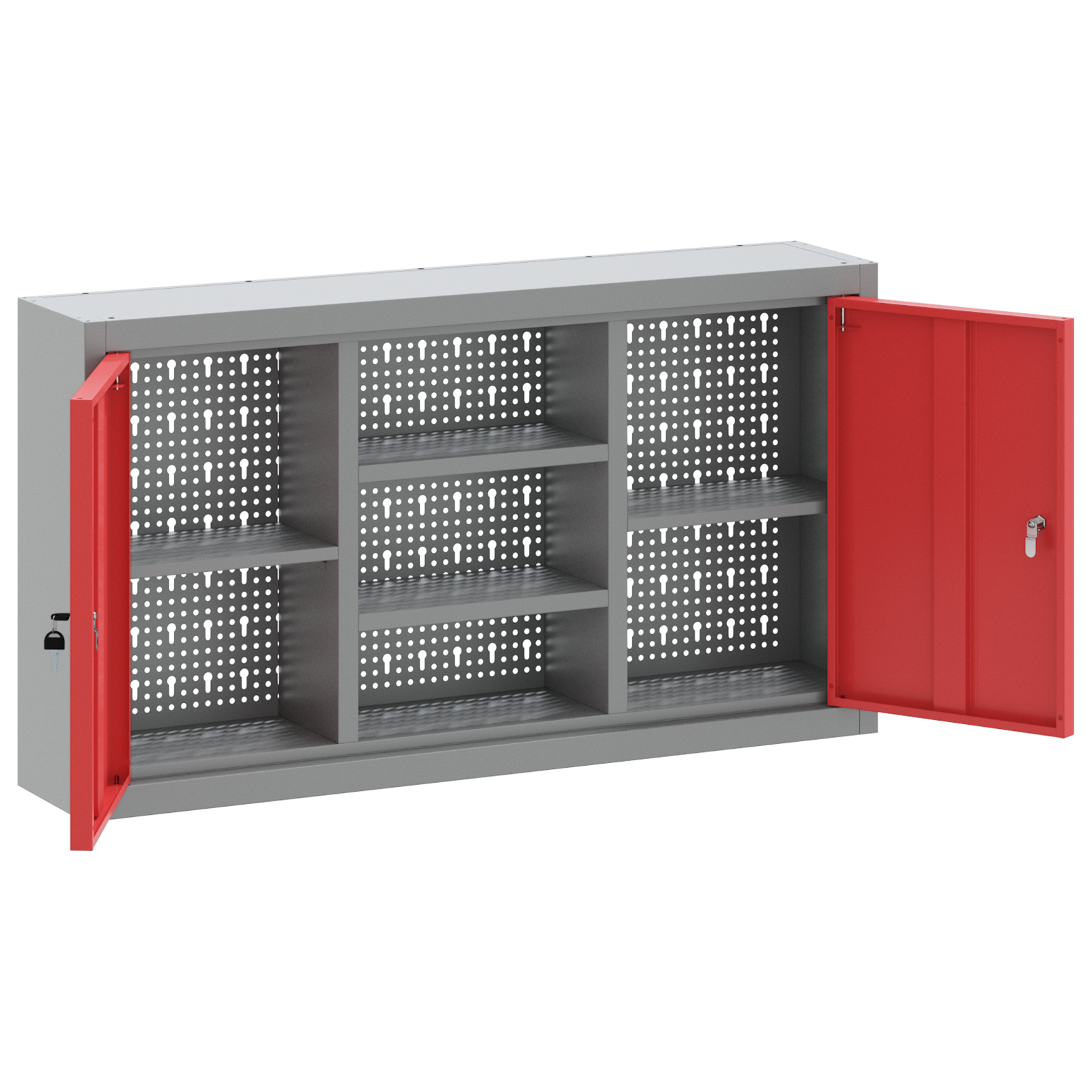 Tool Cabinet Wall-Mounted with Pegboard Red 100x20x55 cm Steel - Image 5