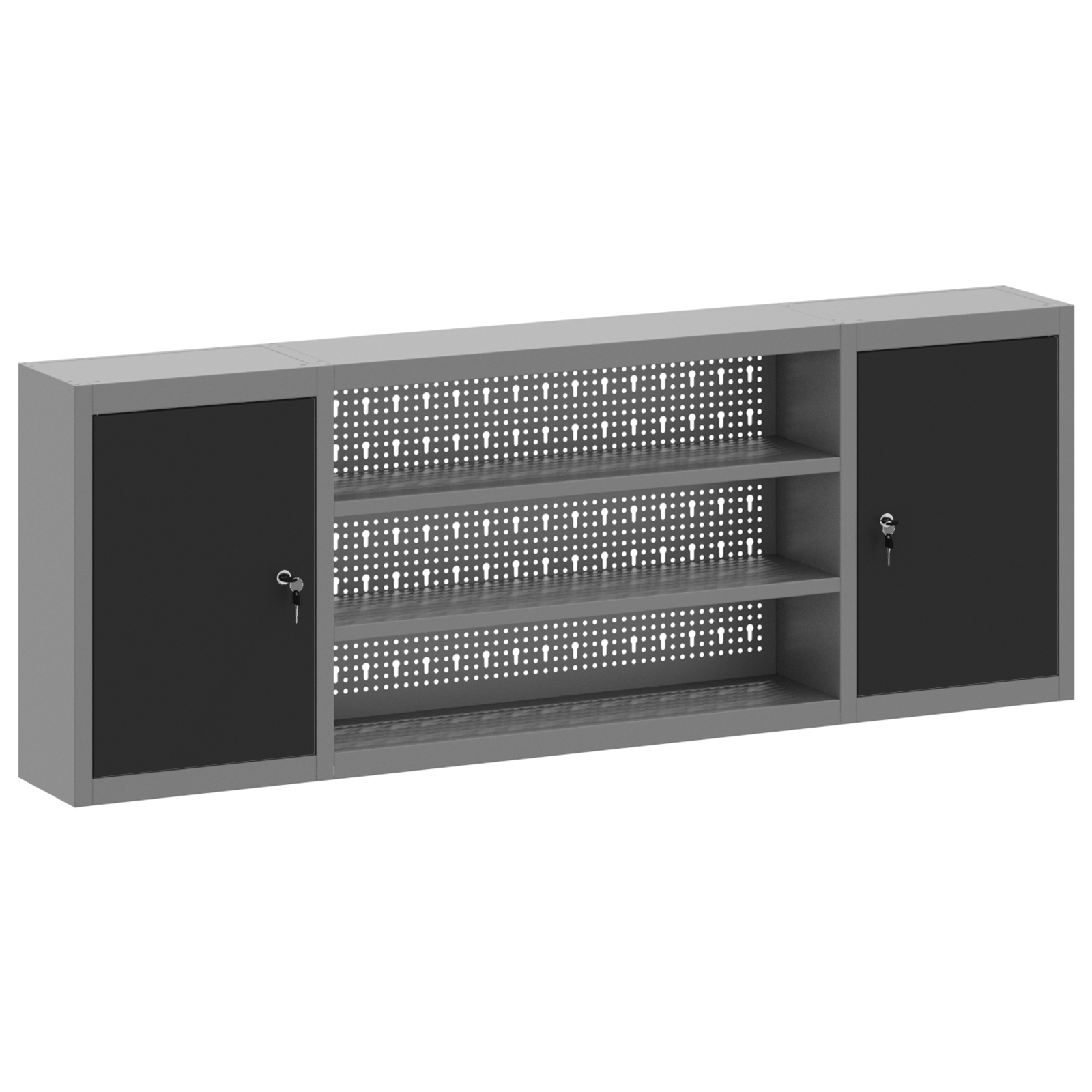 Tool Cabinet Wall-Mounted with Pegboard Black 150x20x55 cm Steel - Image 2