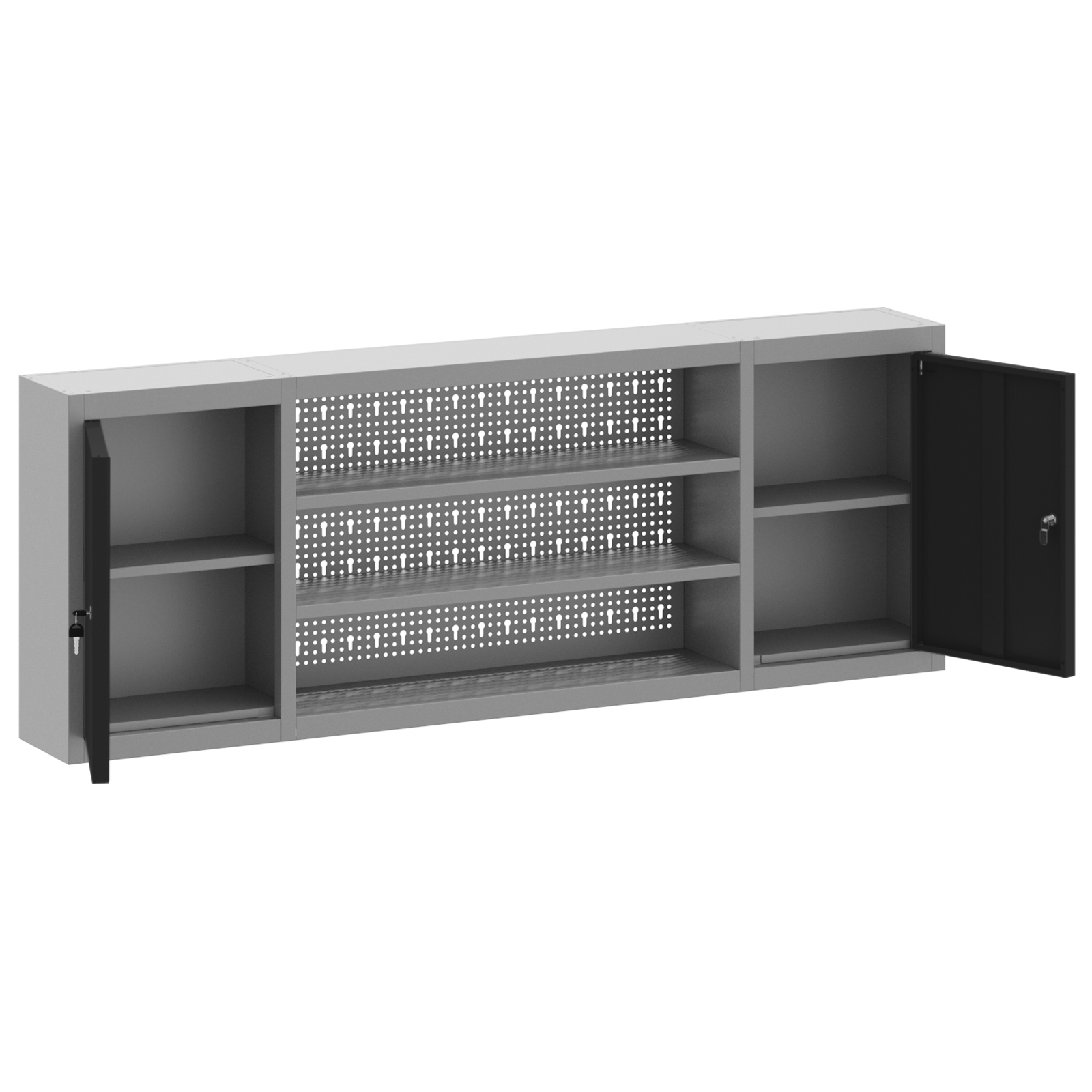 Tool Cabinet Wall-Mounted with Pegboard Black 150x20x55 cm Steel - Image 5