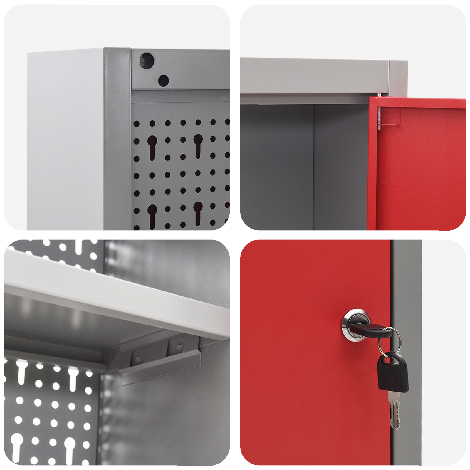 Tool Cabinet Wall-Mounted with Pegboard Red 150x20x55 cm Steel - Image 9