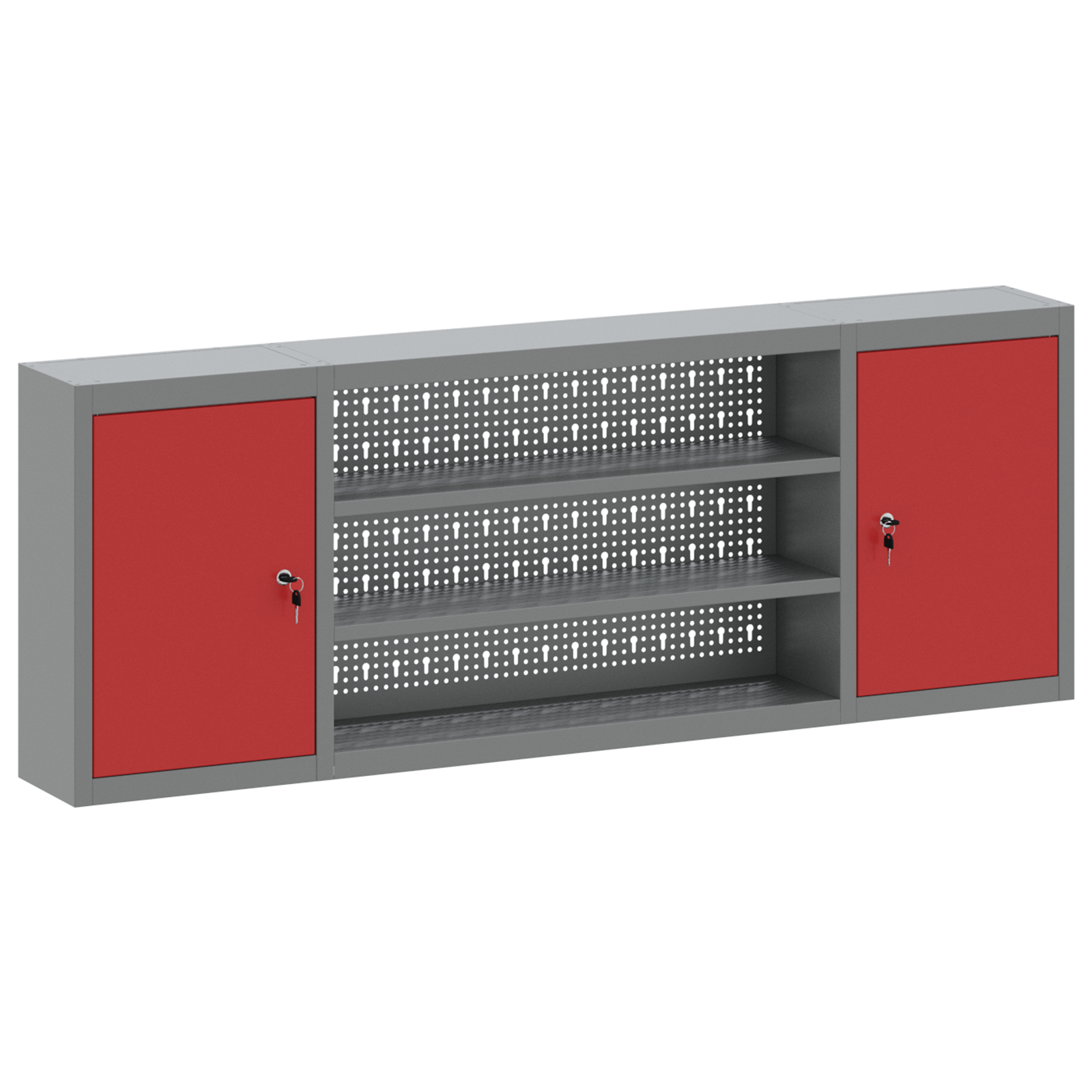 Tool Cabinet Wall-Mounted with Pegboard Red 150x20x55 cm Steel - Image 2