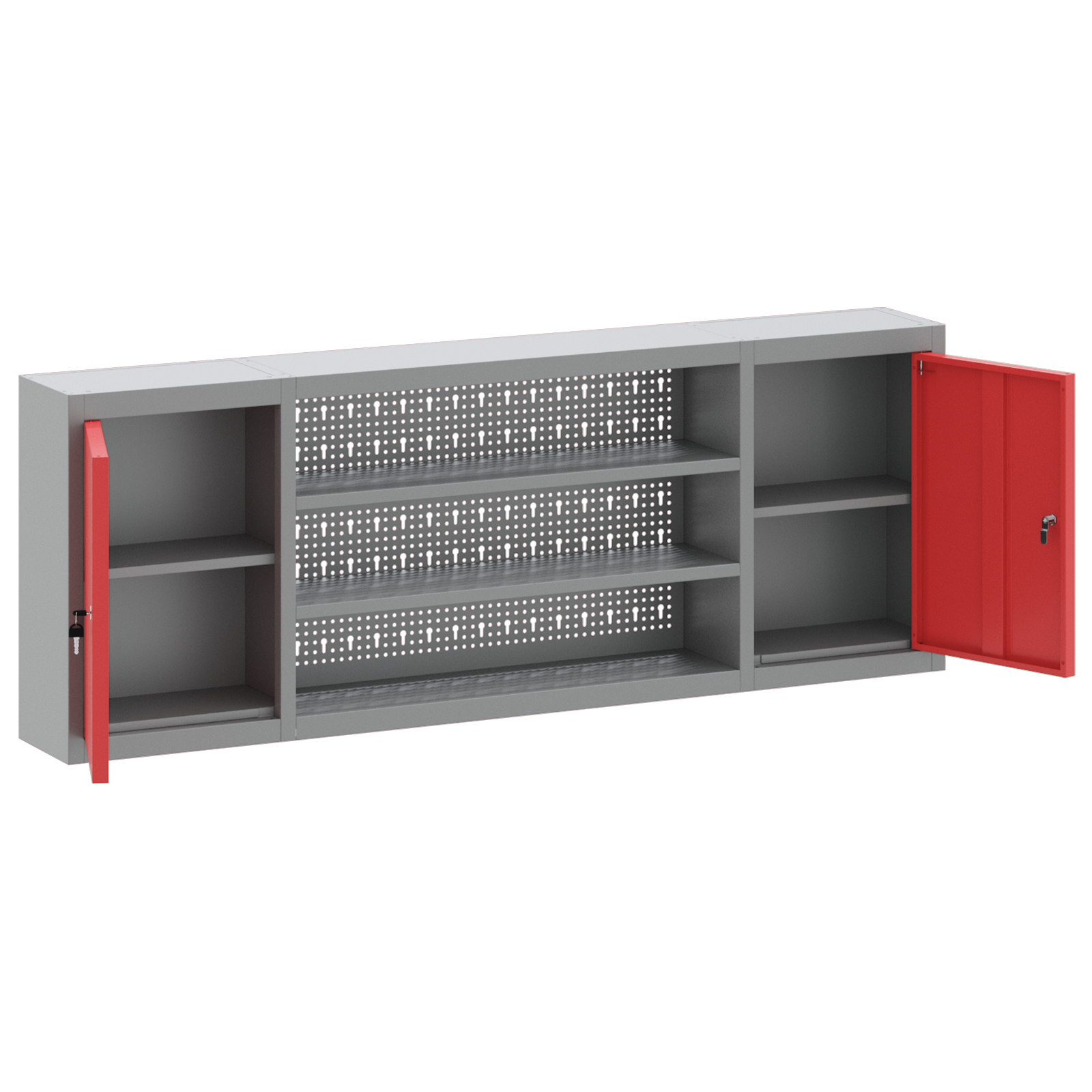 Tool Cabinet Wall-Mounted with Pegboard Red 150x20x55 cm Steel - Image 5