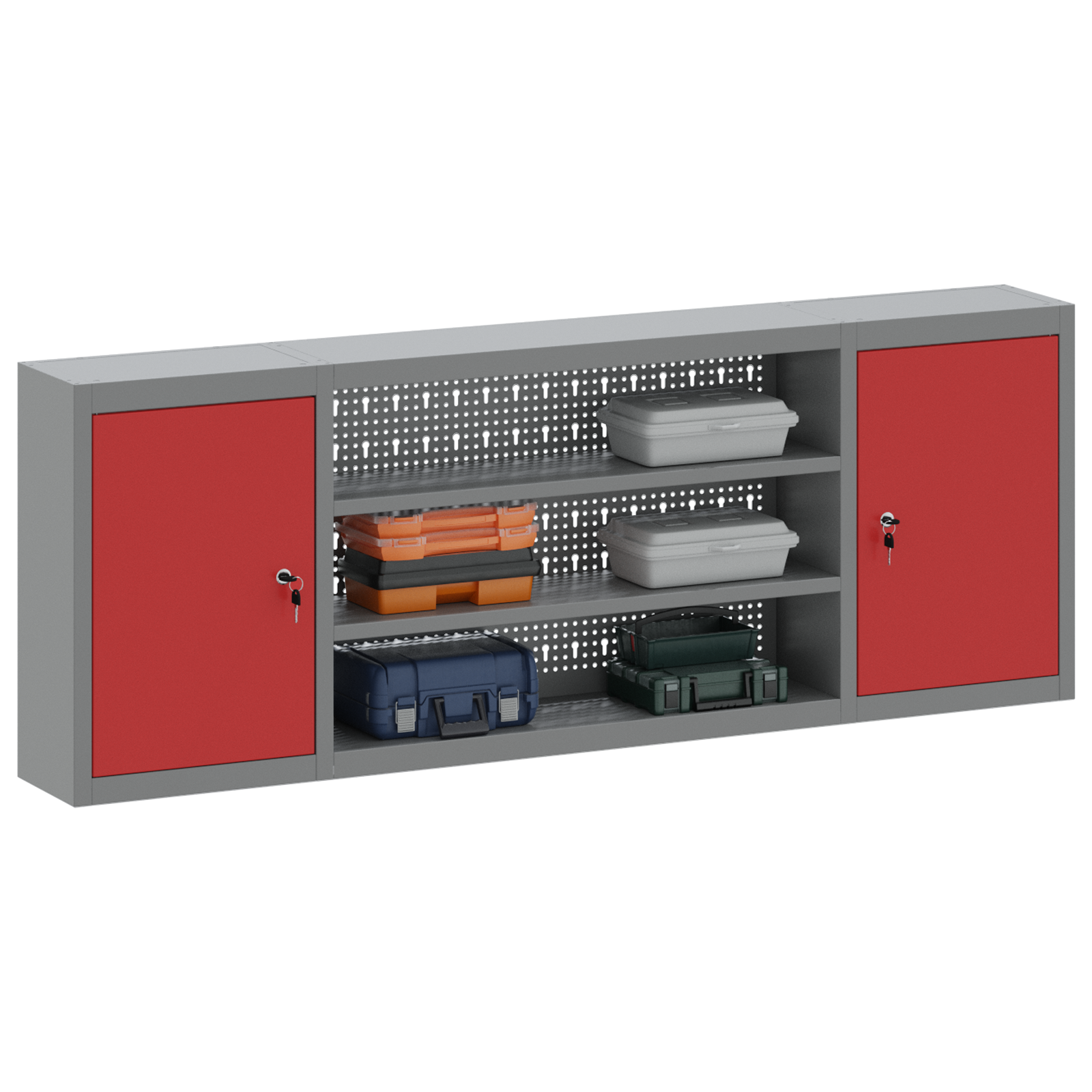 Tool Cabinet Wall-Mounted with Pegboard Red 150x20x55 cm Steel - Image 3