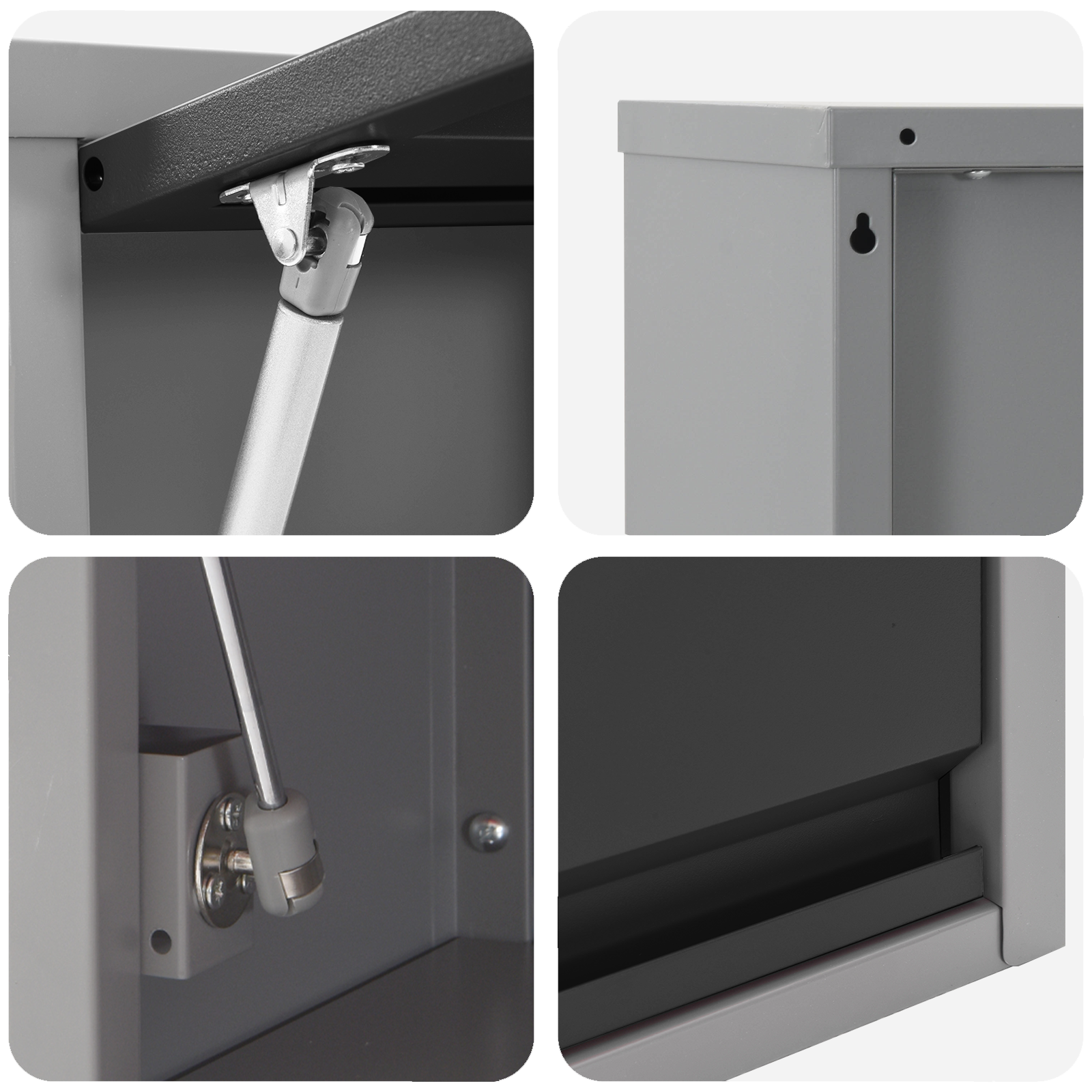 Wall-Mounted Tool Cabinet with Gas-Lift Door - Black - 50 x 25 x 35 cm - Image 8