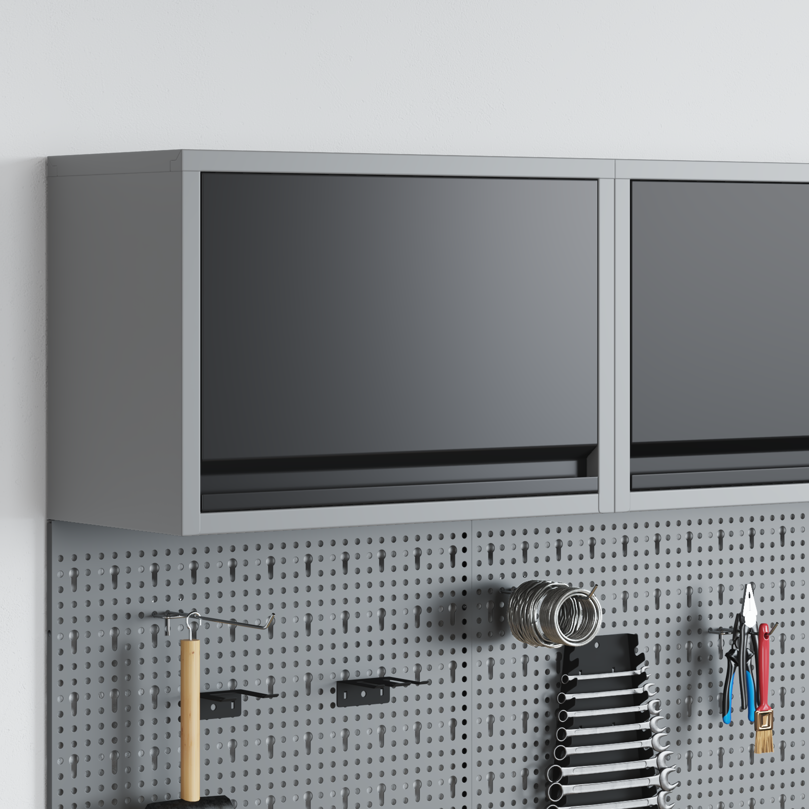 Wall-Mounted Tool Cabinet with Gas-Lift Door - Black - 50 x 25 x 35 cm