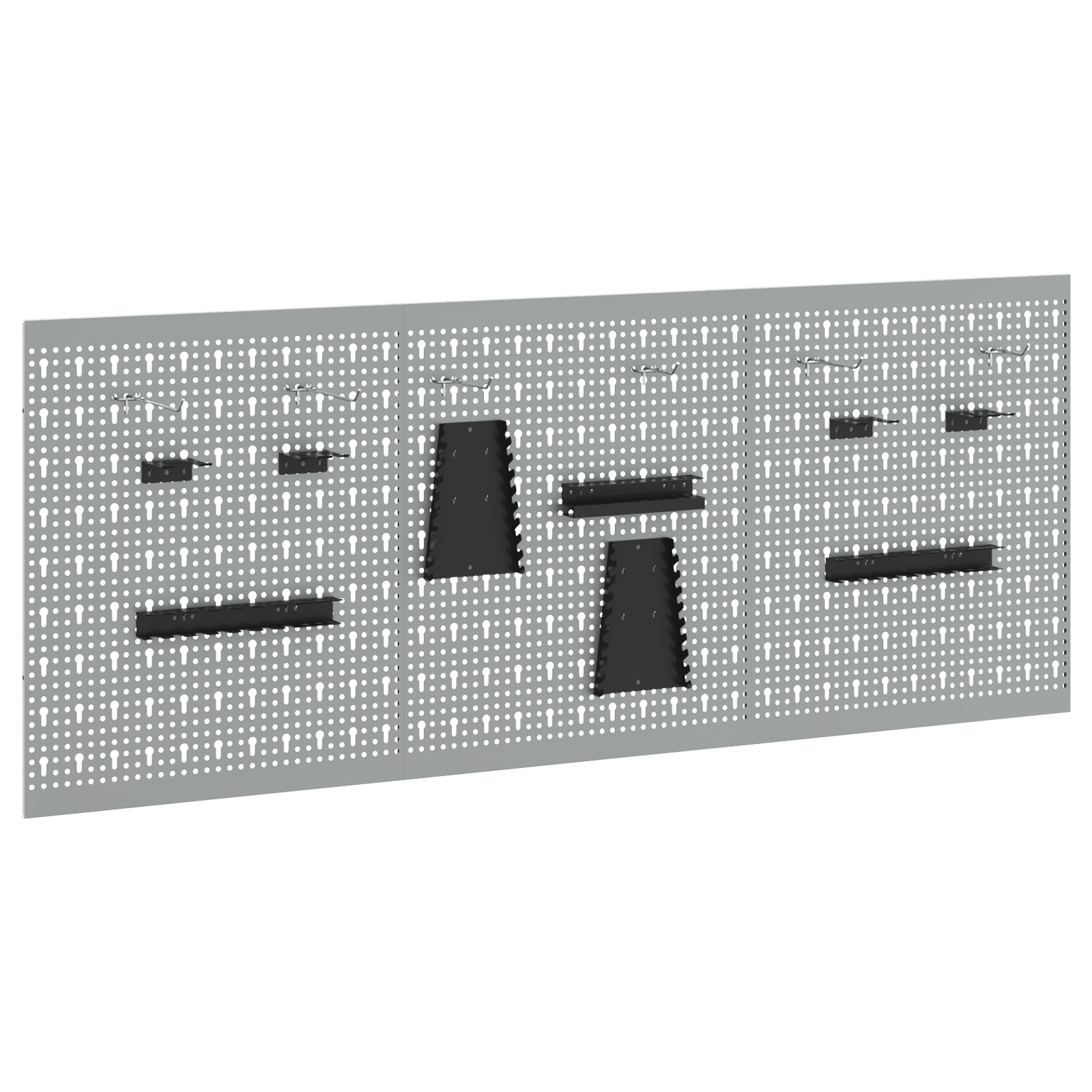 Pegboards - 3 Pack with 15 Accessories, Gray, 50x60 cm, Steel - Image 2