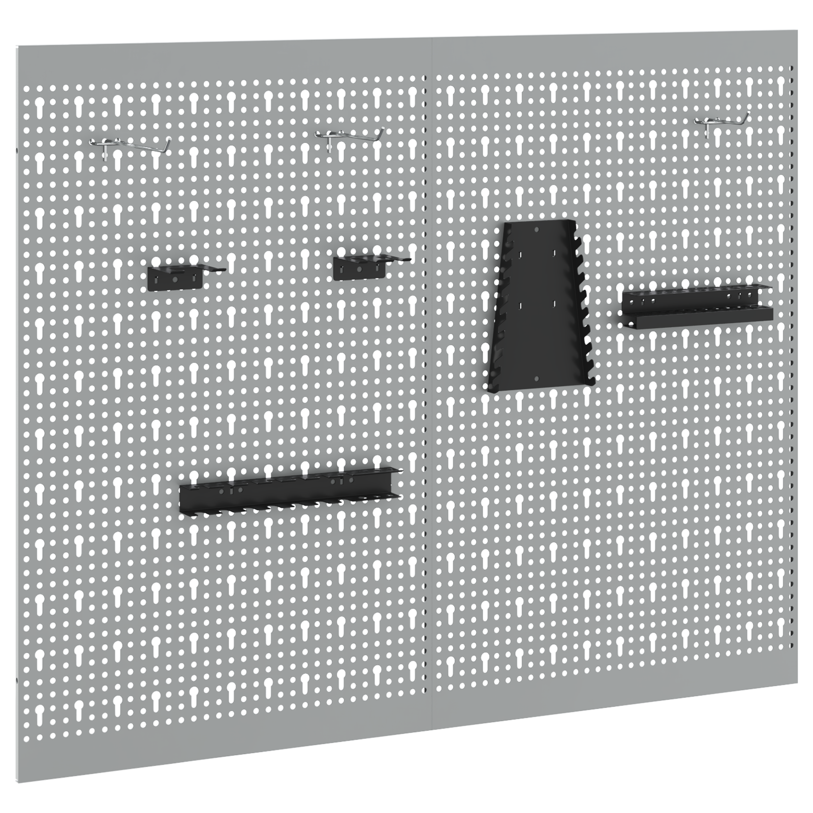 Pegboards 2 Pack with 8 Accessories, Grey, 50x80 cm Steel - Image 2