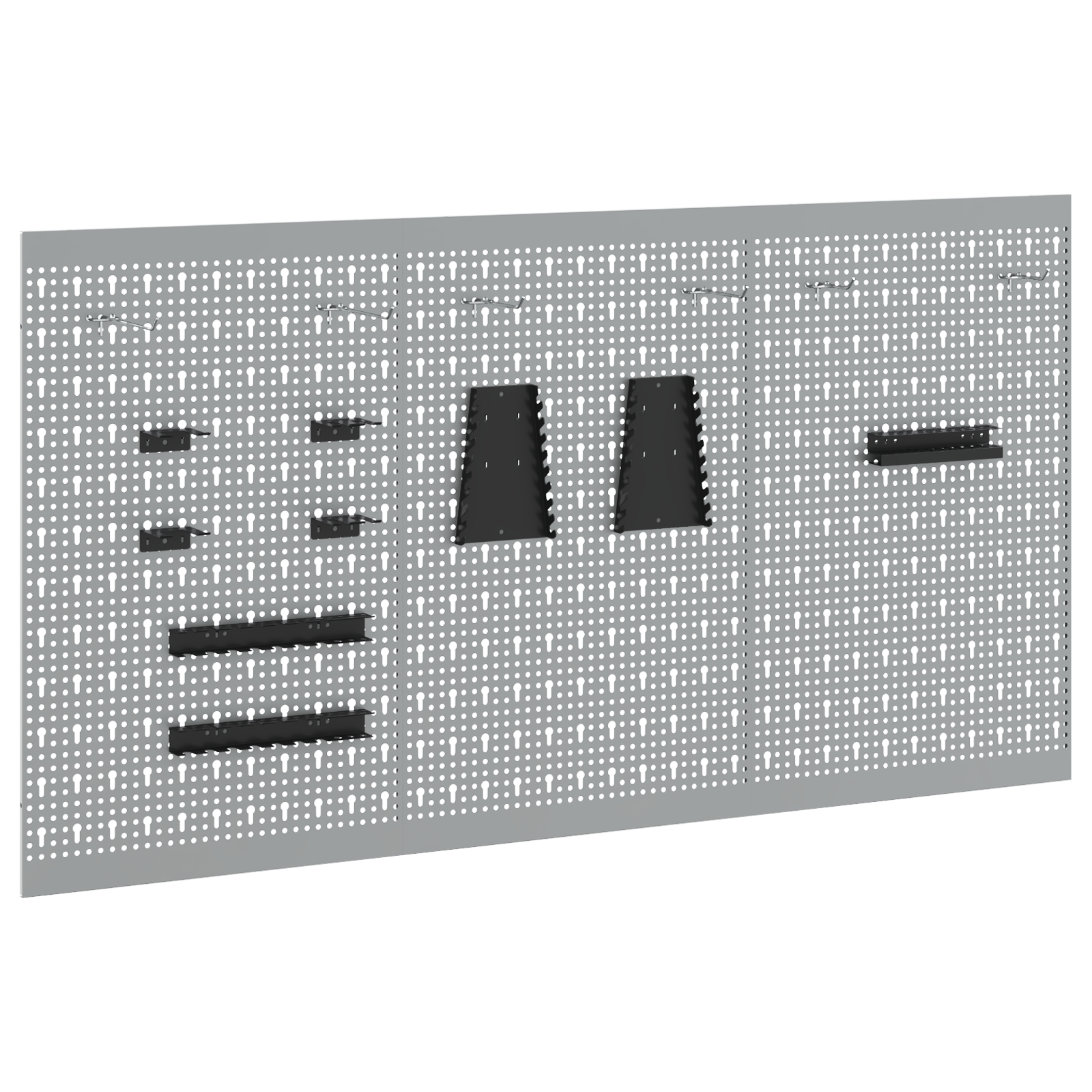 Pegboards 3 pcs with 15 Accessories Grey 50x80 cm Steel - Image 2