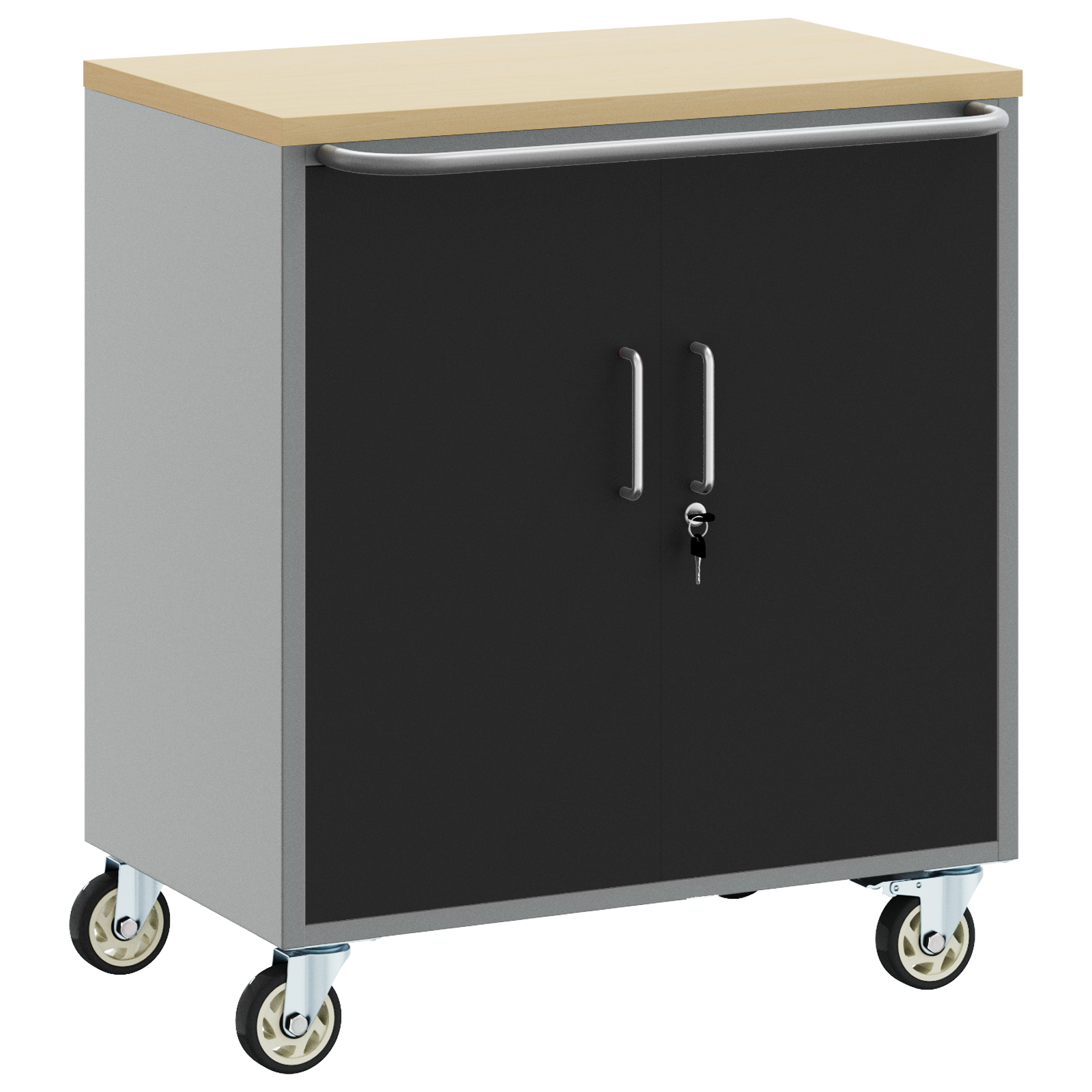 Thumbnail - vidaXL Werkzeugschrank mit Rollen Abschließbar Schwarz 75x45x85 cm