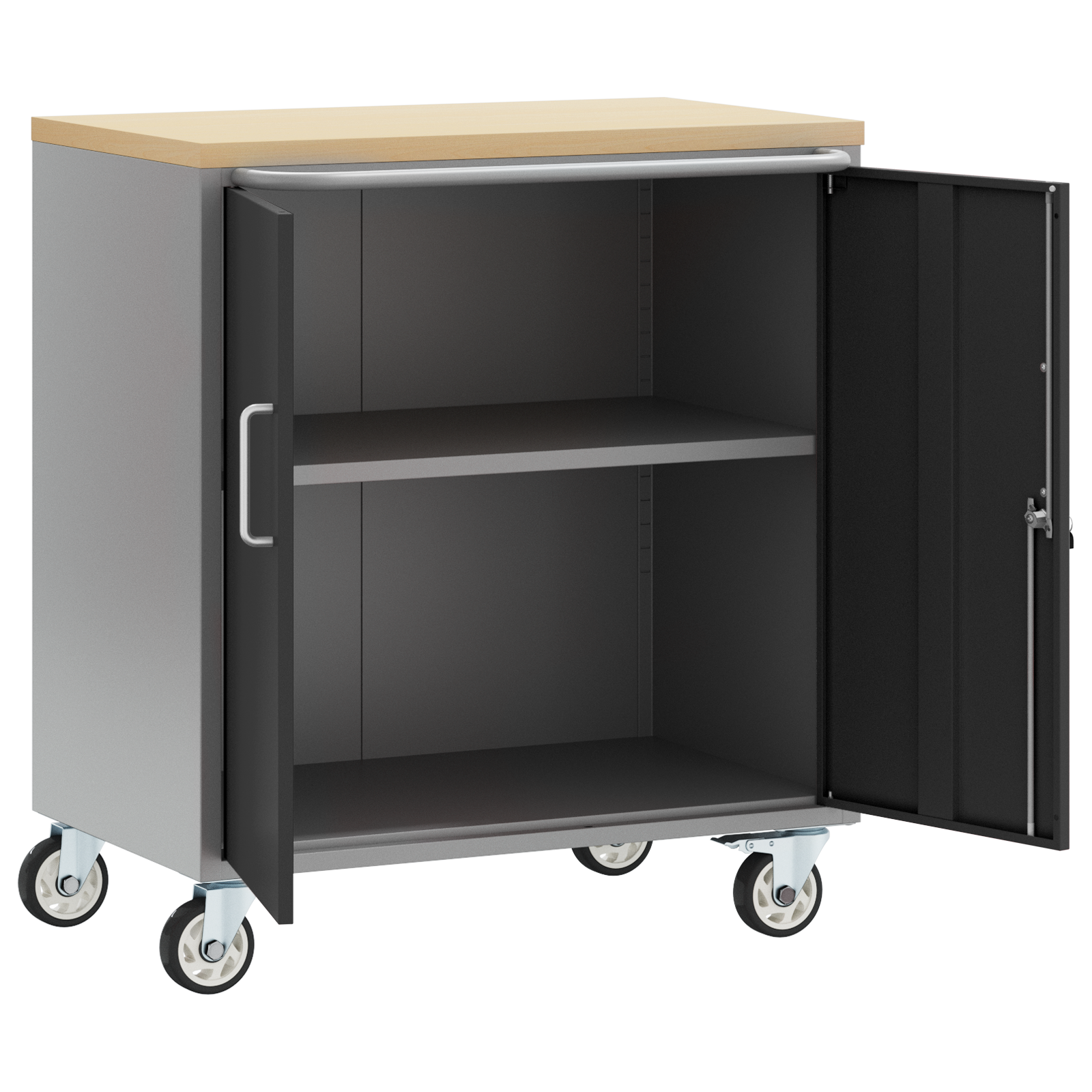 Tool Cabinet with Wheels and Lockable Black 75x45x85 cm Steel - Image 4