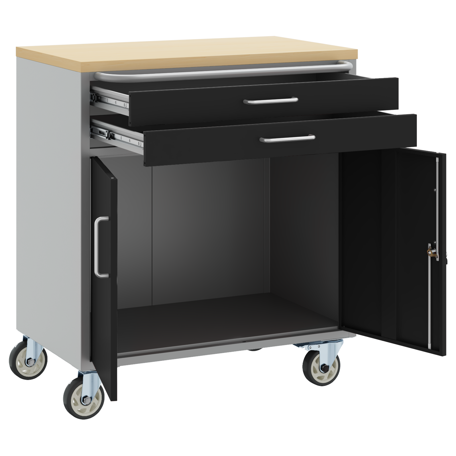 Tool Cabinet with Wheels and Lockable Black 75x45x85 cm Steel - Image 4