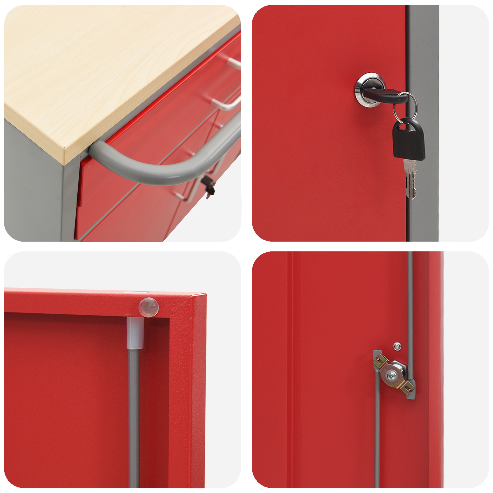 Tool Cabinet with Wheels and Lockable Red 75x45x85 cm Steel - Image 8