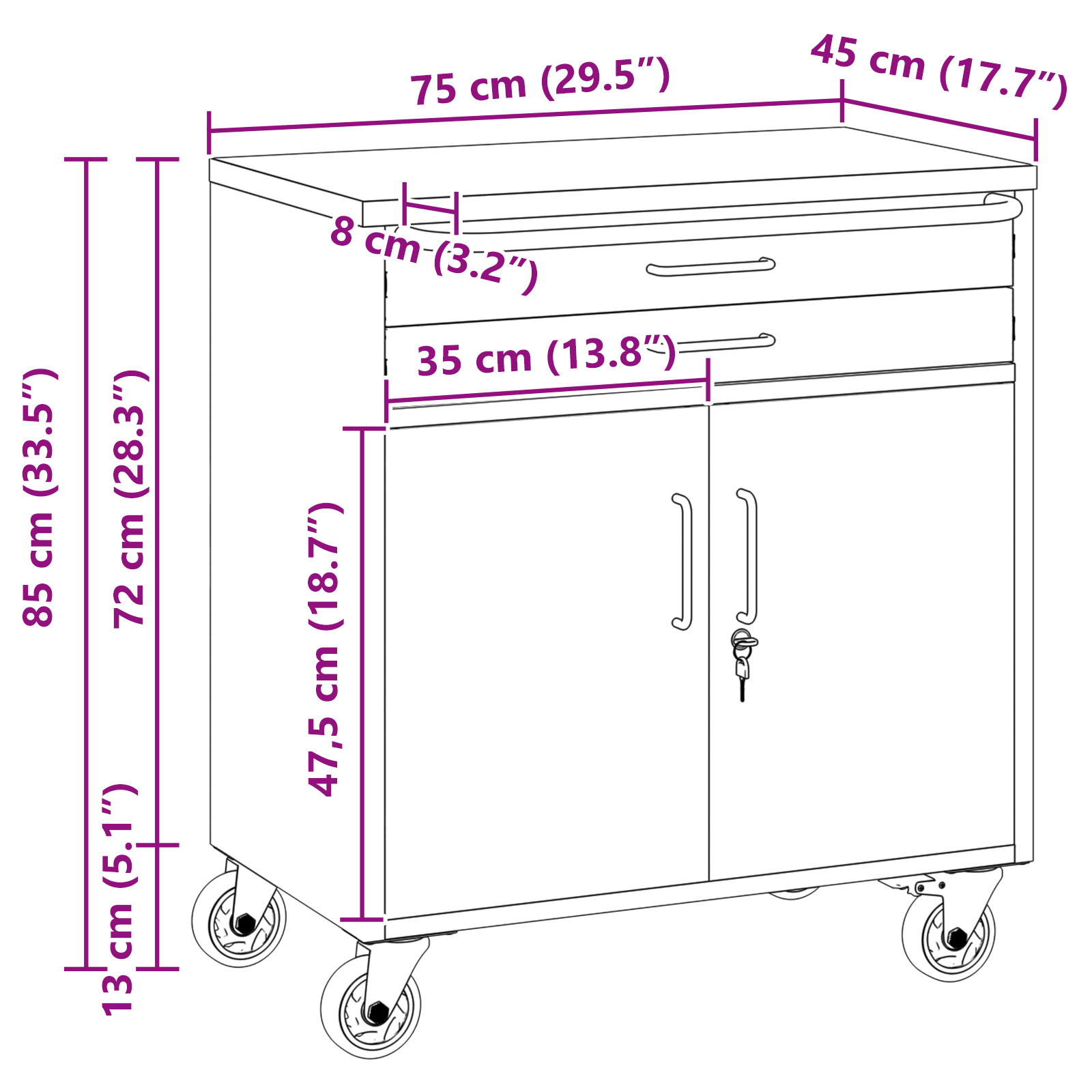 Arbejdskompensation med skuffe Rød og grå 75 x 45 x 85 cm 9 image product%2F4103488%2FP Size 4103488 WBG Size EU 01