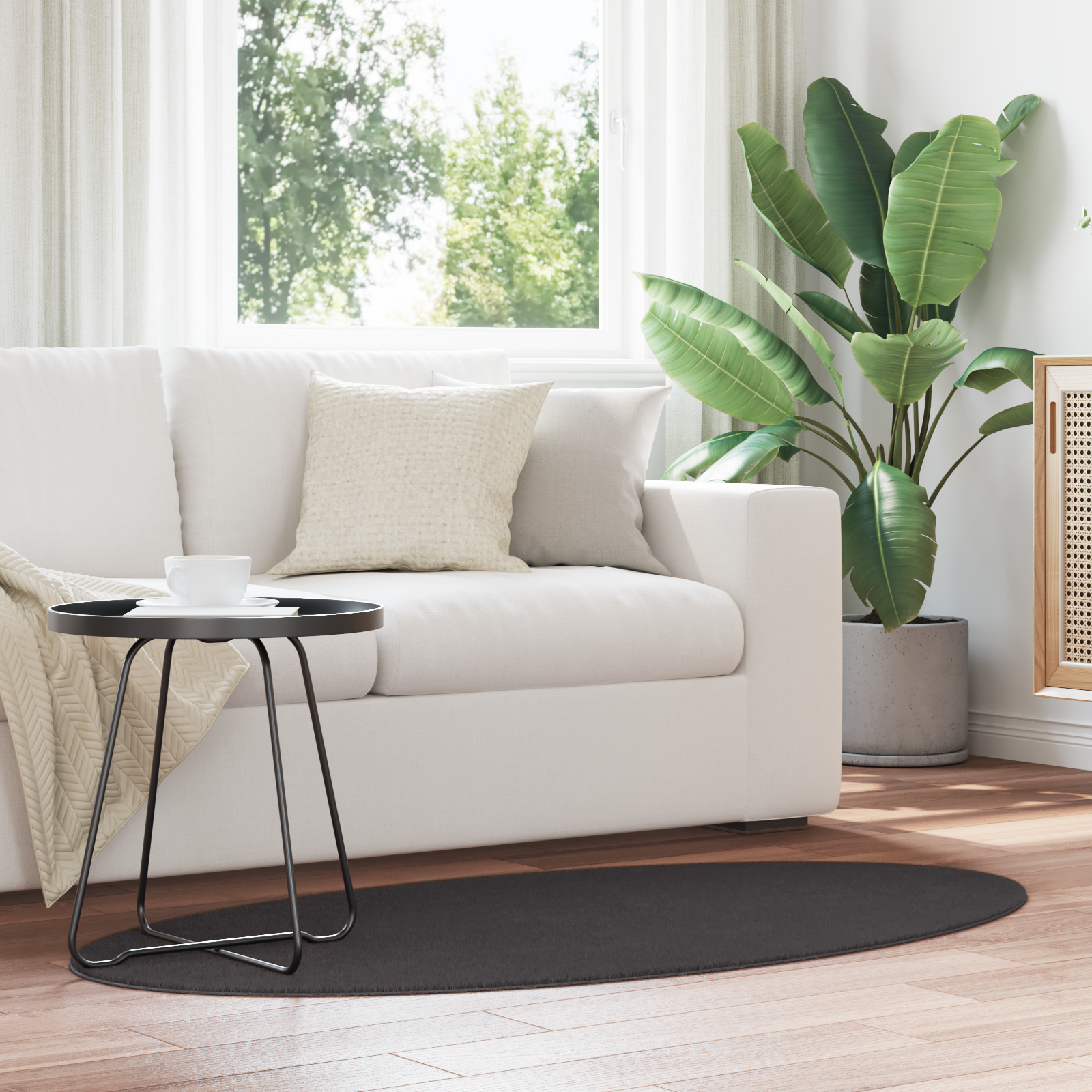 Vloerkleed “HUARTE” Anthraciet 80×150 cm Ovaal