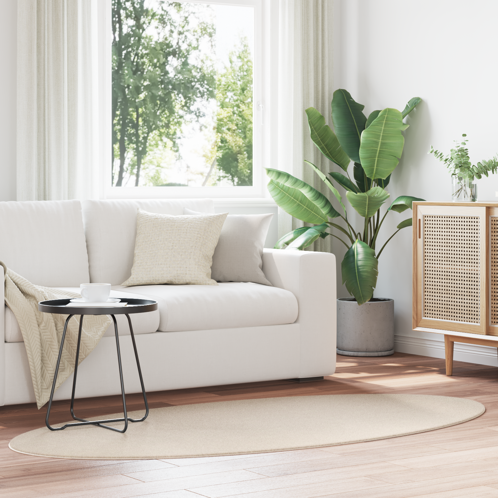 Tapijt “HUARTE” Beige 100×200 cm Ovaal