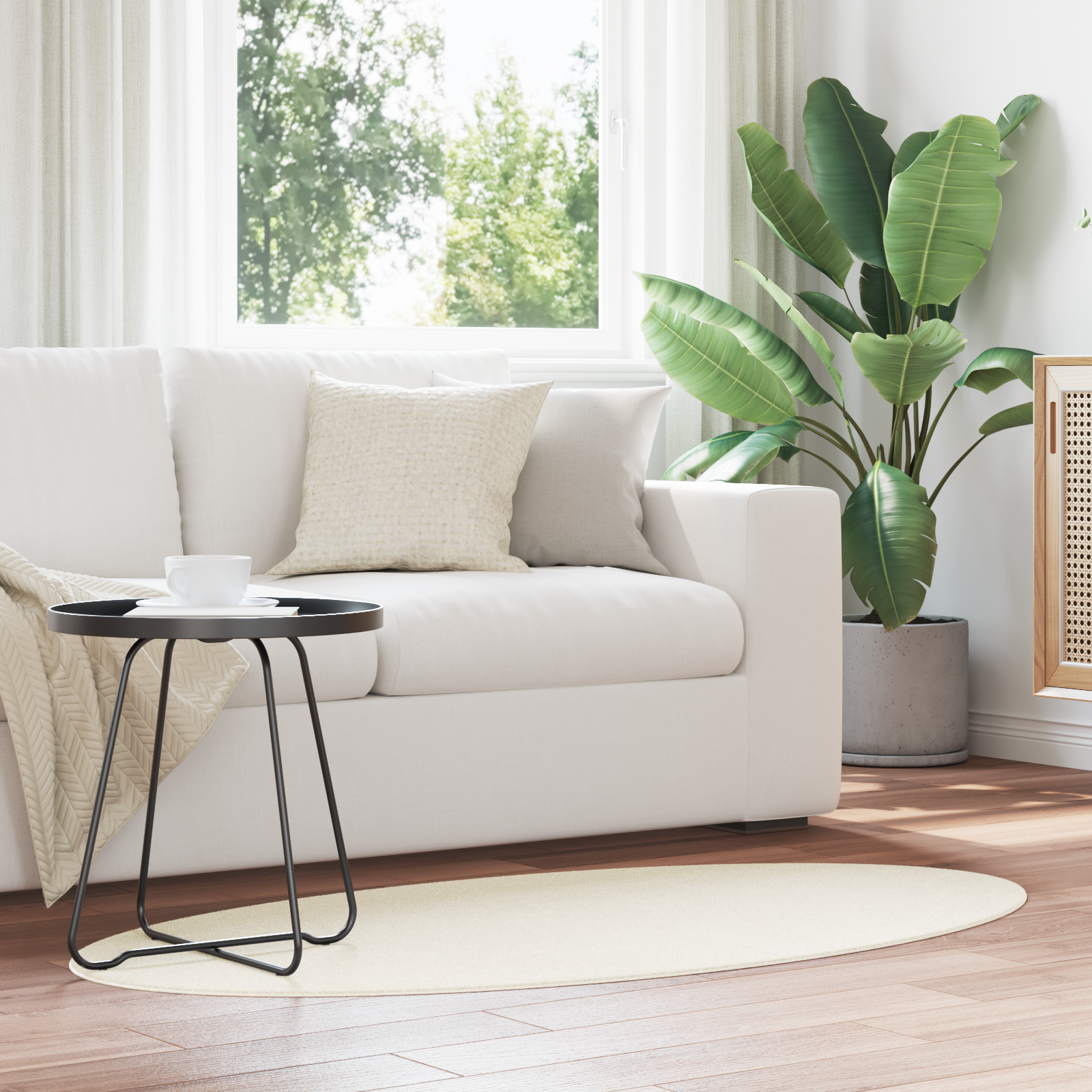 Vloerkleed “HUARTE” Crème 80×150 cm Ovaal