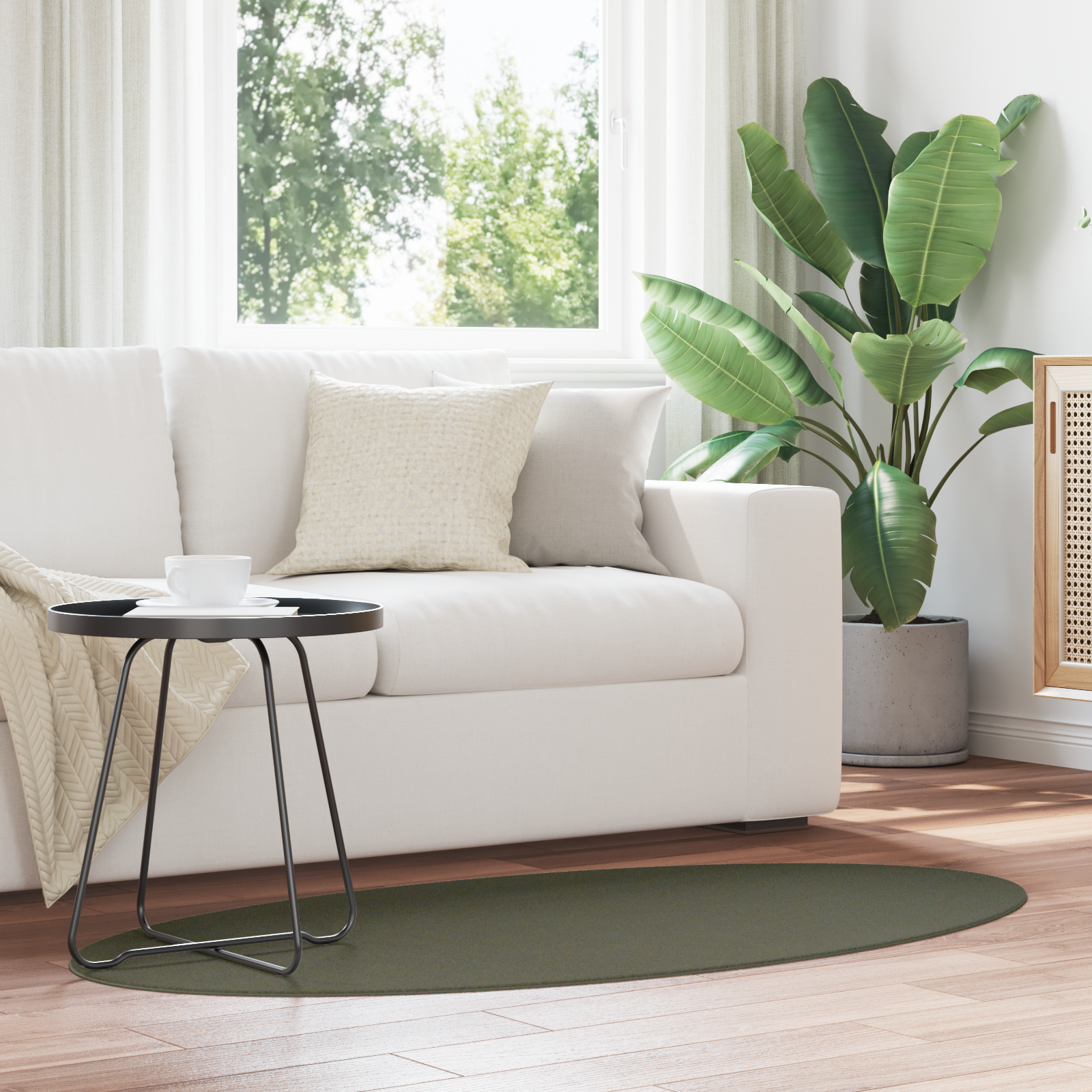 Vloerkleed “HUARTE” Bosgroen 80×150 cm Ovaal