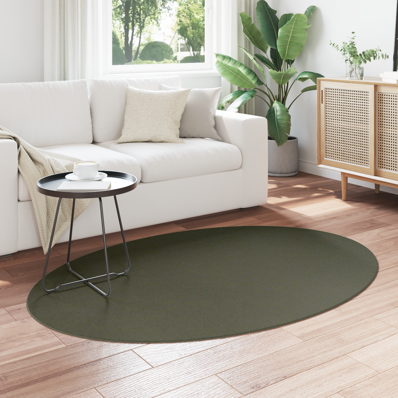 Rugs Forest Green Polyester 120 x 170 cm Area Rugs Oval - Image 3
