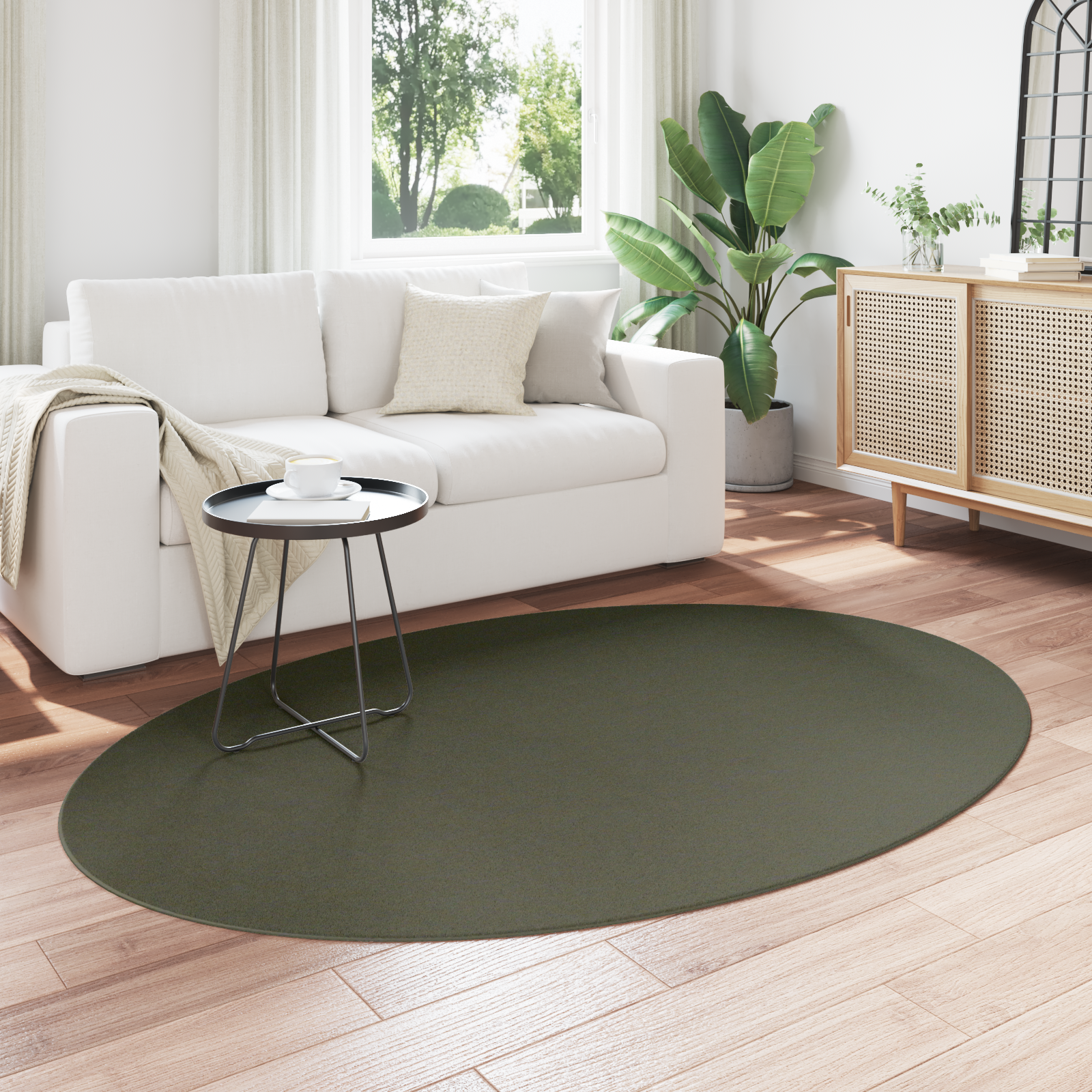 Rug 'HUARTE' Forest Green 140x200 cm Oval - Image 3