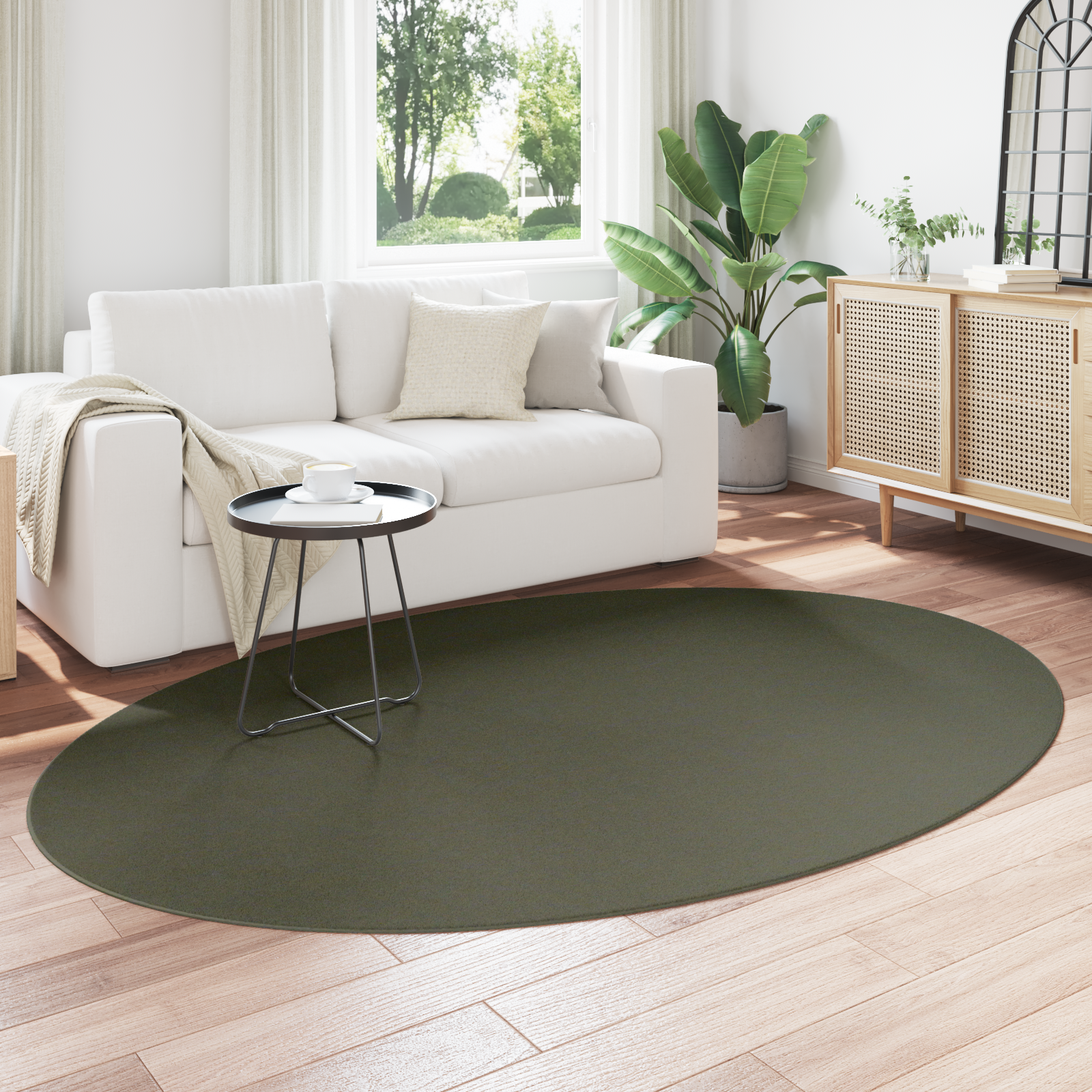 Rugs Forest Green Polypropylene 160 x 230 cm Area Rug Oval - Image 3