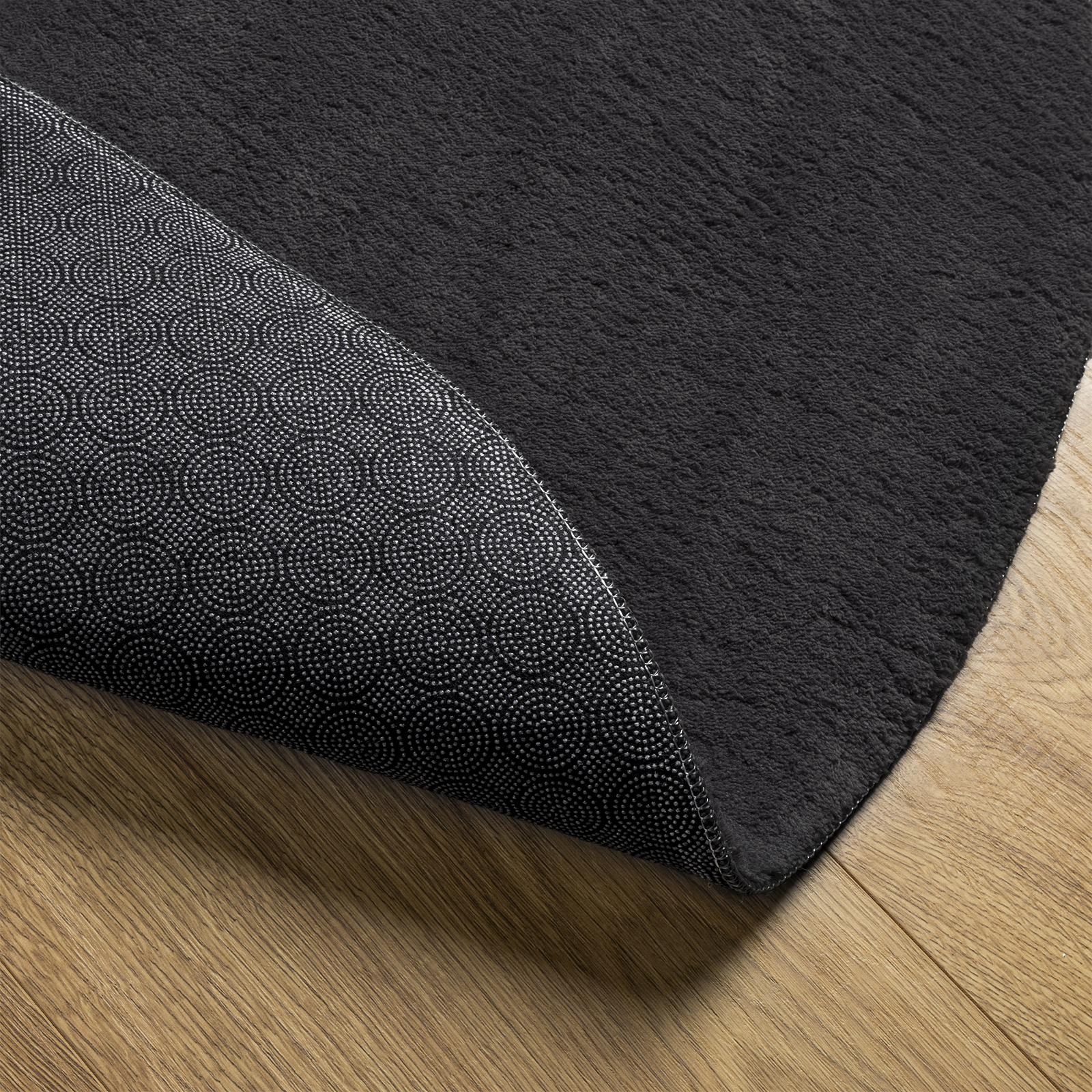 Vloerkleden Ovaal HUARTE Zwart 80 x 150 cm 100% Polyester