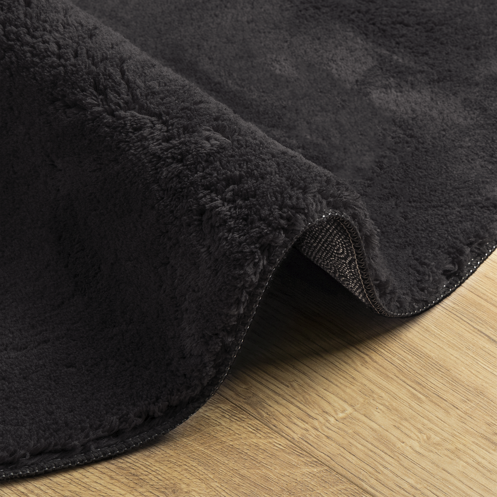 Vloerkleden Ovaal HUARTE Zwart 80 x 150 cm 100% Polyester