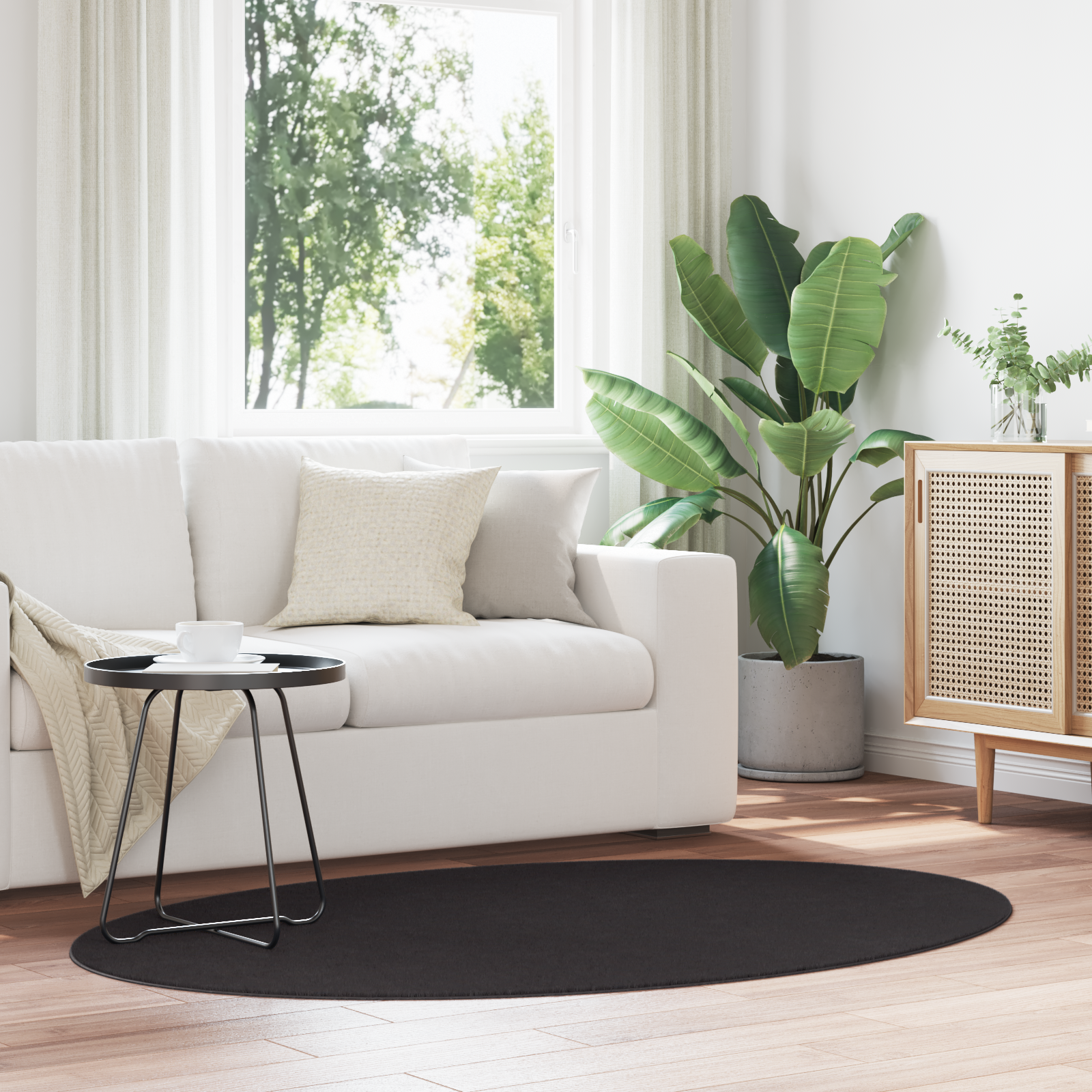 Vloerkleed “HUARTE” Zwart 100×200 cm Ovaal