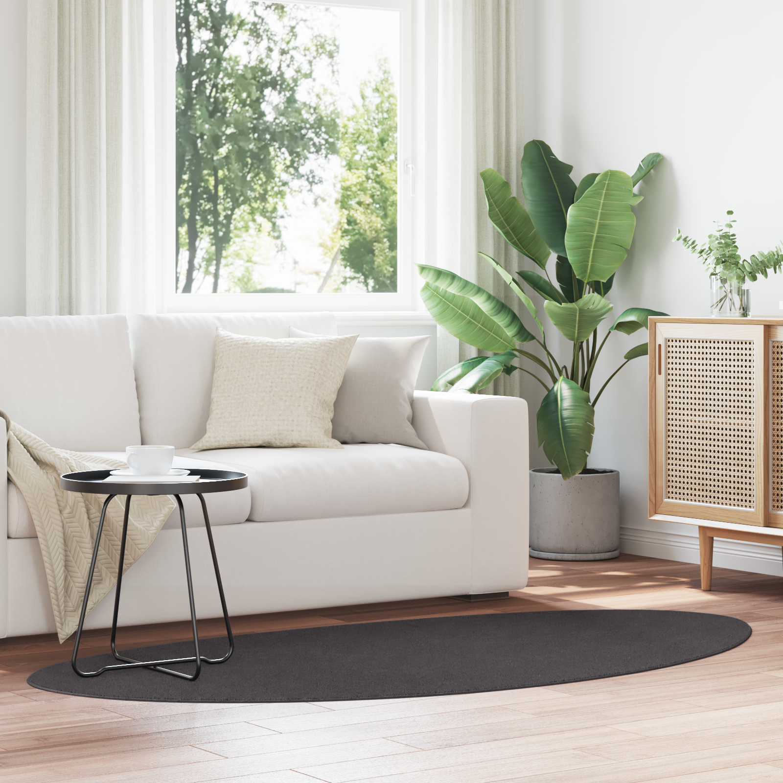 Vloerkleed “HUARTE” Korte Pool Zacht en Wasbaar Anthraciet 100×200 cm