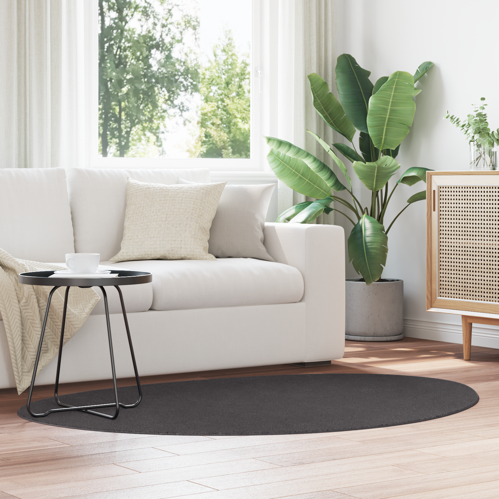 Vloerkleed “HUARTE” Korte Pool Zacht en Wasbaar Anthraciet 120×170 cm