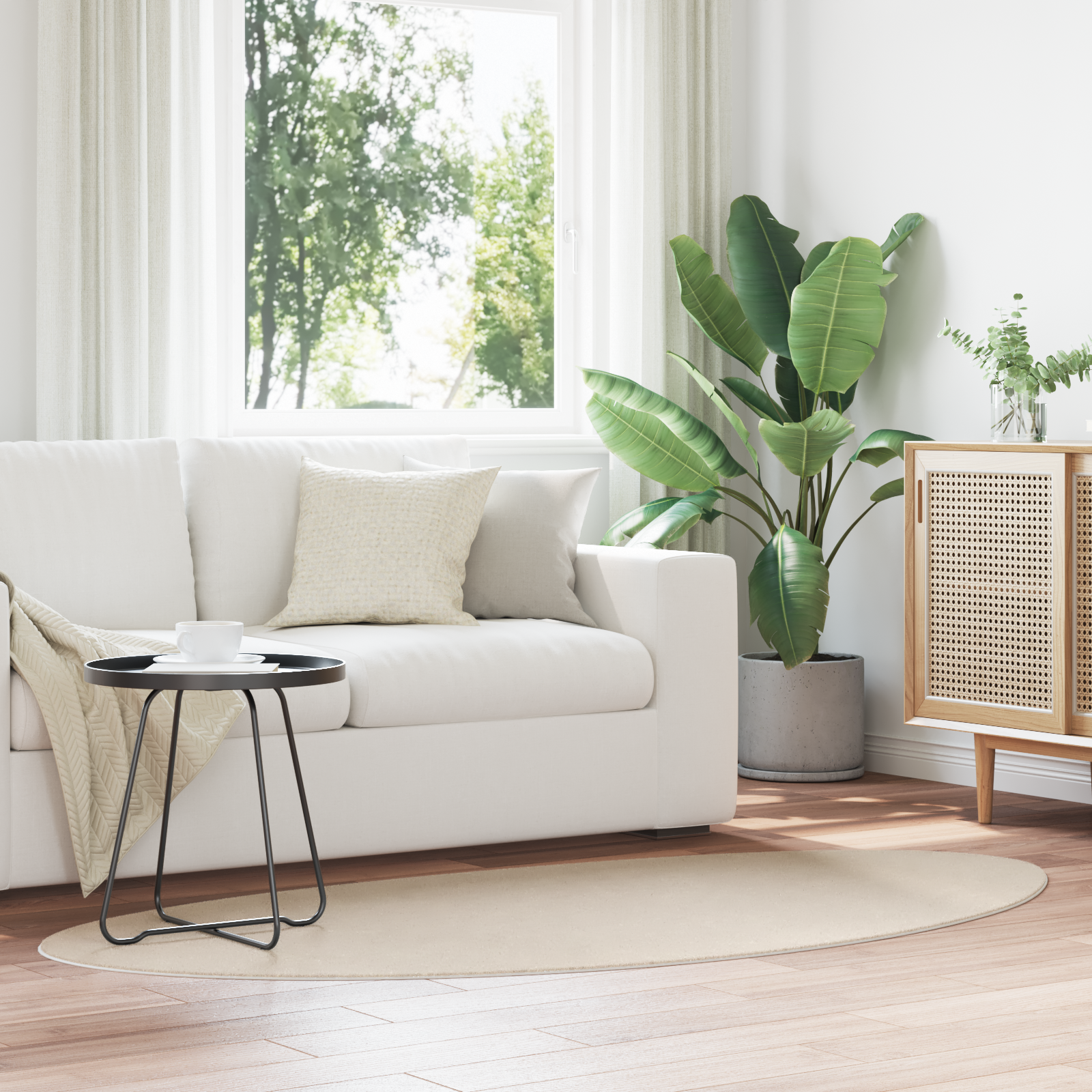 Rug ""HUARTE"" Short Pile Soft and Washable Beige 100x200 cm