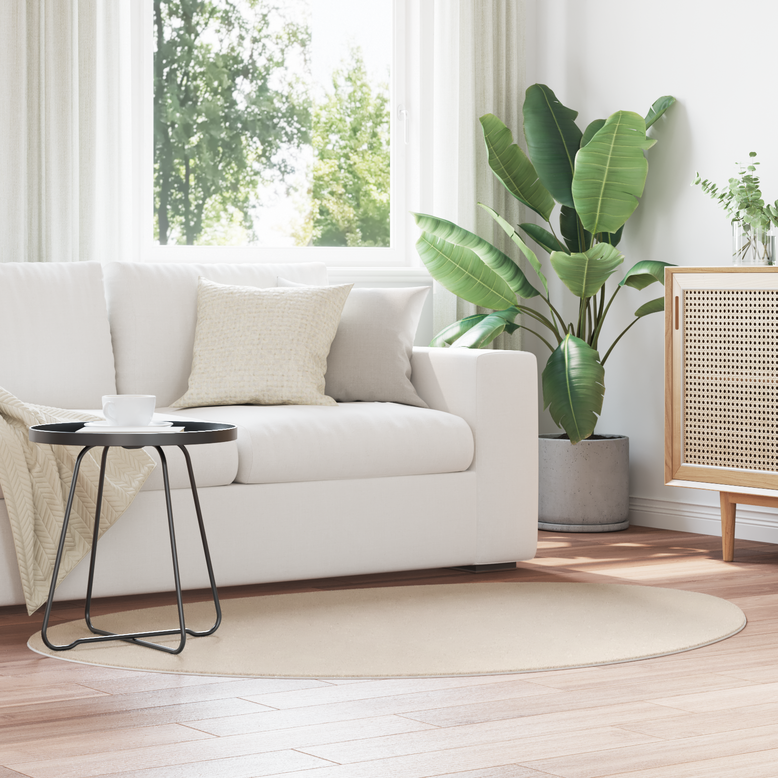 Tapijt ‘HUARTE’Korte Stapel Zacht en Wasbaar Beige 120×170 cm