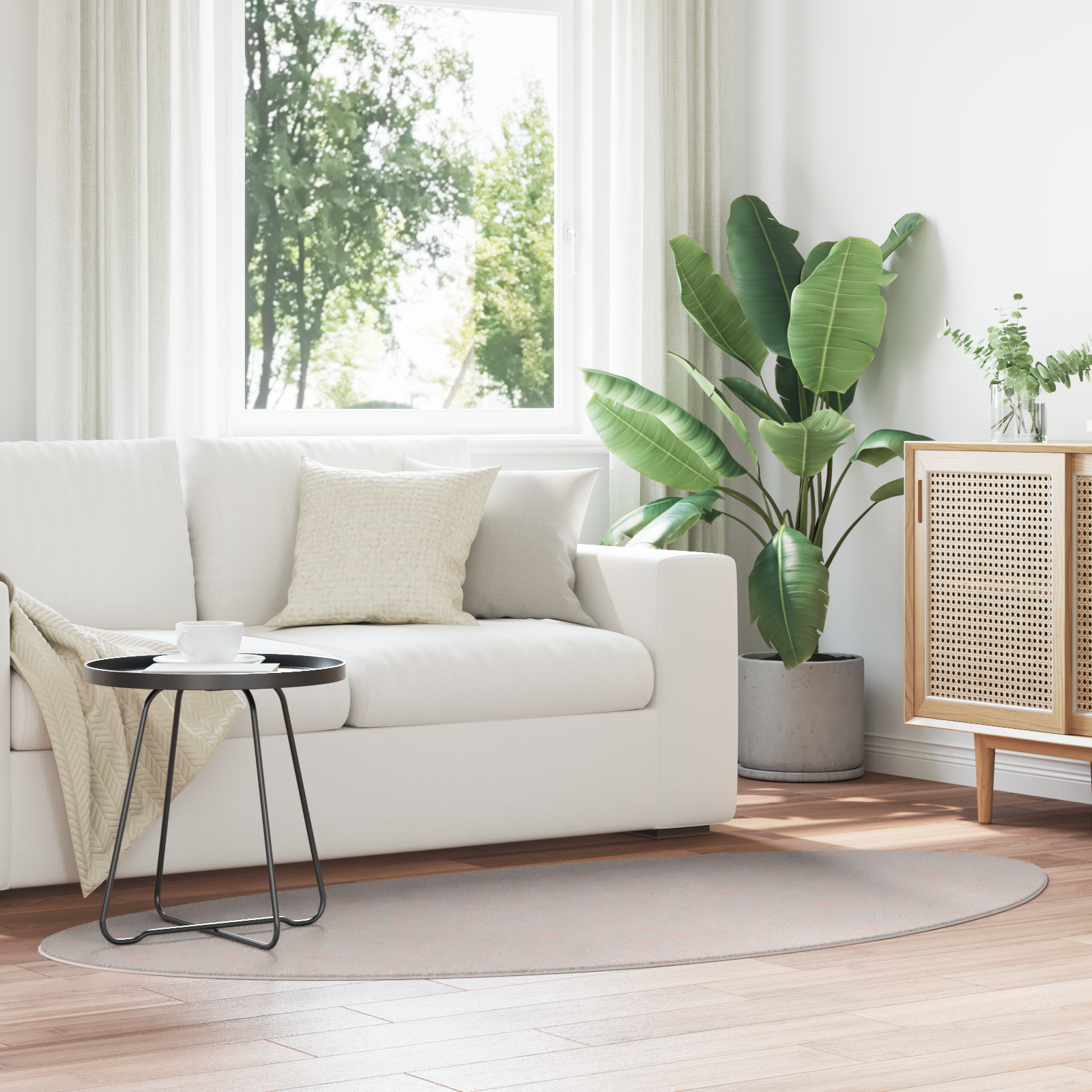 Rug 'HUARTE' Short Pile Soft and Washable Sand 100x200 cm