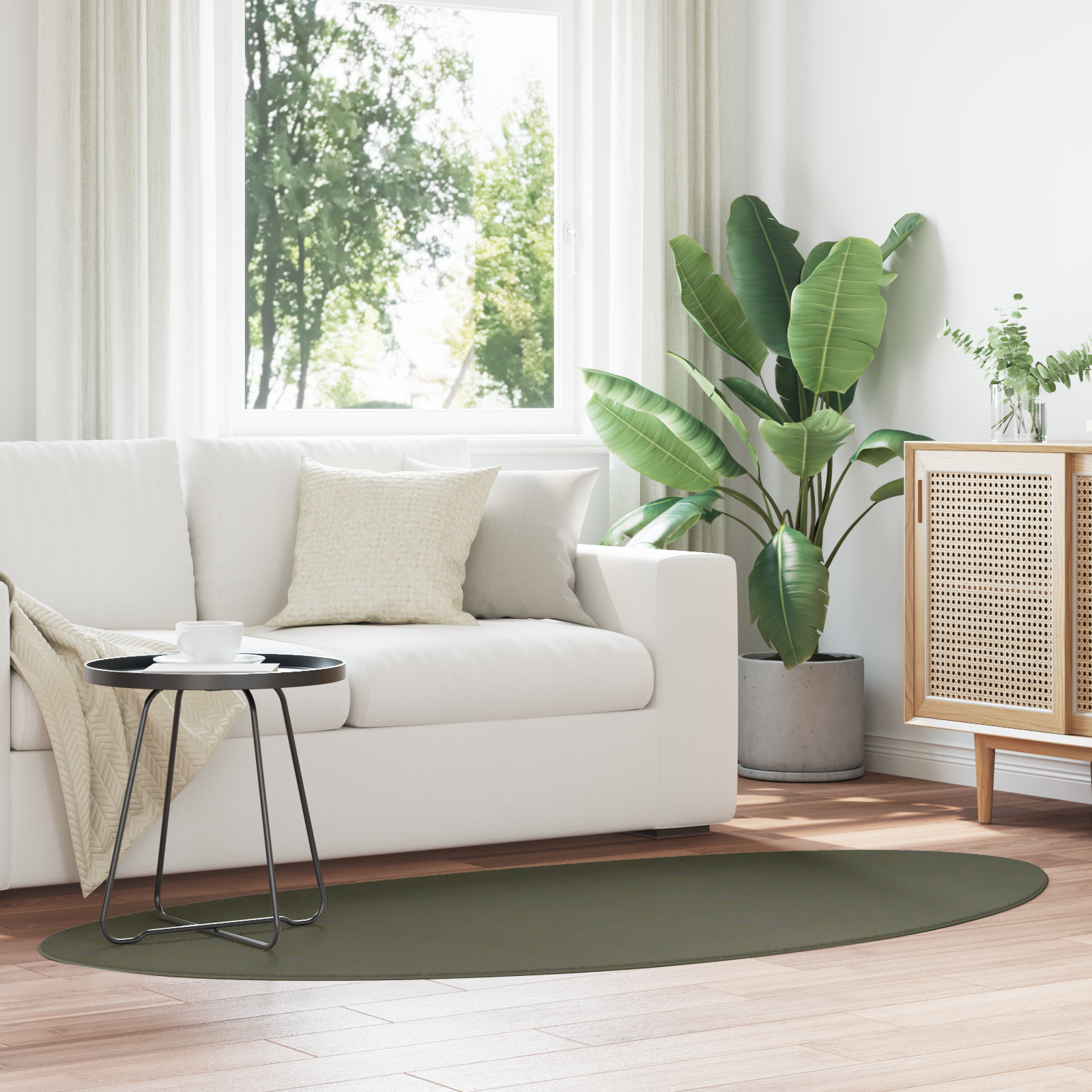 Rug "HUARTE" Short Pile Soft and Washable Forest Green 100x200 cm