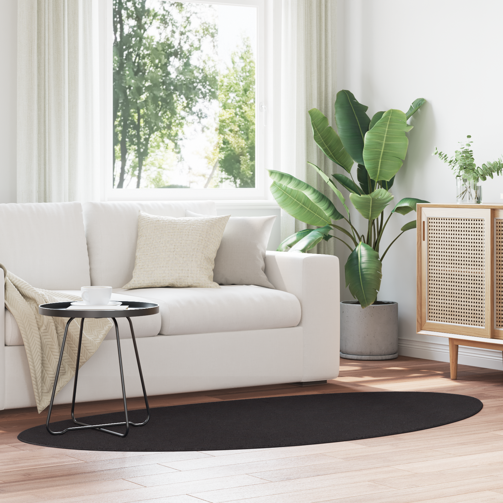 Vloerkleed “HUARTE” Korte Pool Zacht en Wasbaar Zwart 100×200 cm