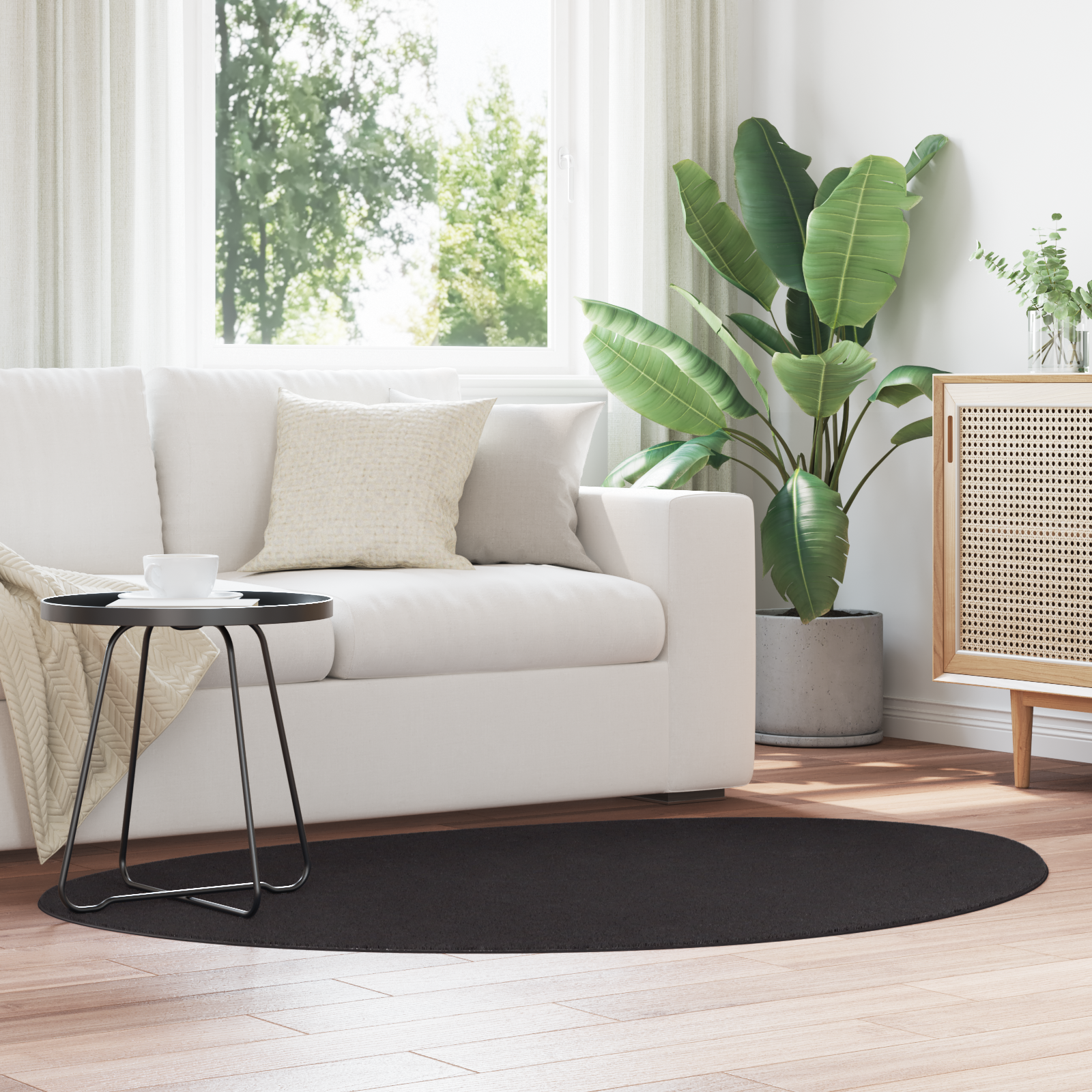 Vloerkleed ‘HUARTE’Kort Pool Zacht en Wasbaar Zwart 120×170 cm