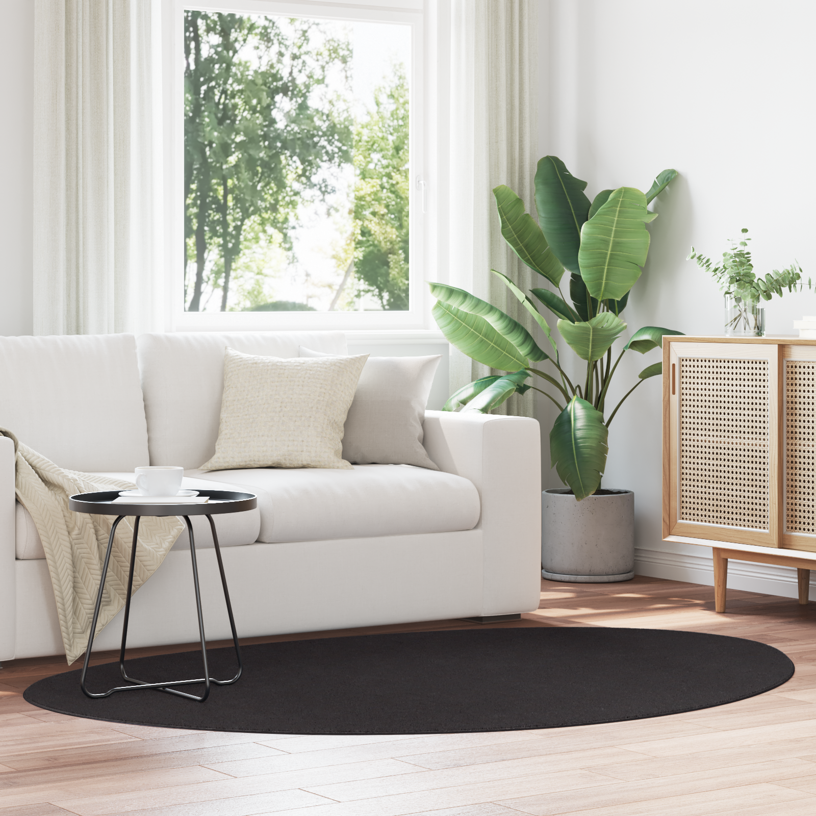 Vloerkleed “HUARTE” Kortpolig Zacht en Wasbaar Zwart 140×200 cm