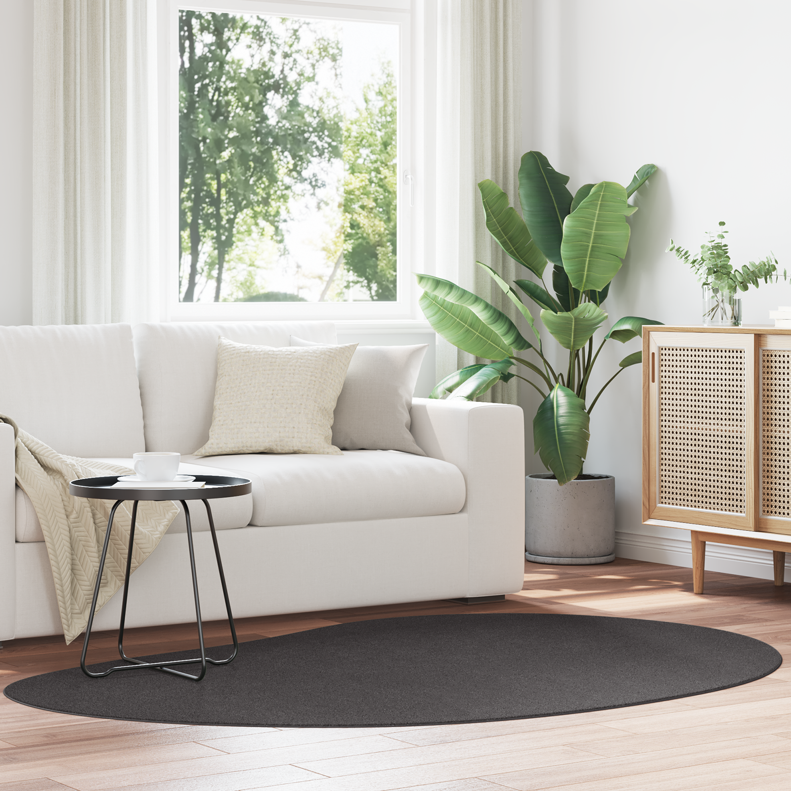Vloerkleed Anthraciet 140×200 cm Polyester Antislip