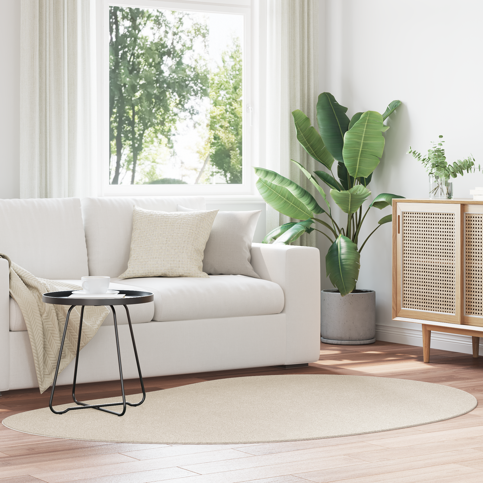 Beige Gebieds Vloerkleed 140×200 cm Polyester Antislip