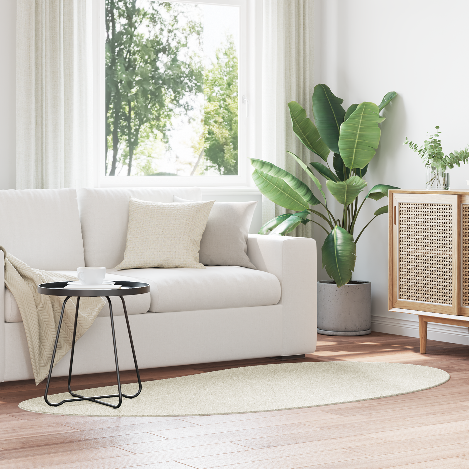 Vloerkleed Crème 100×200 cm Polypropeen Antislip