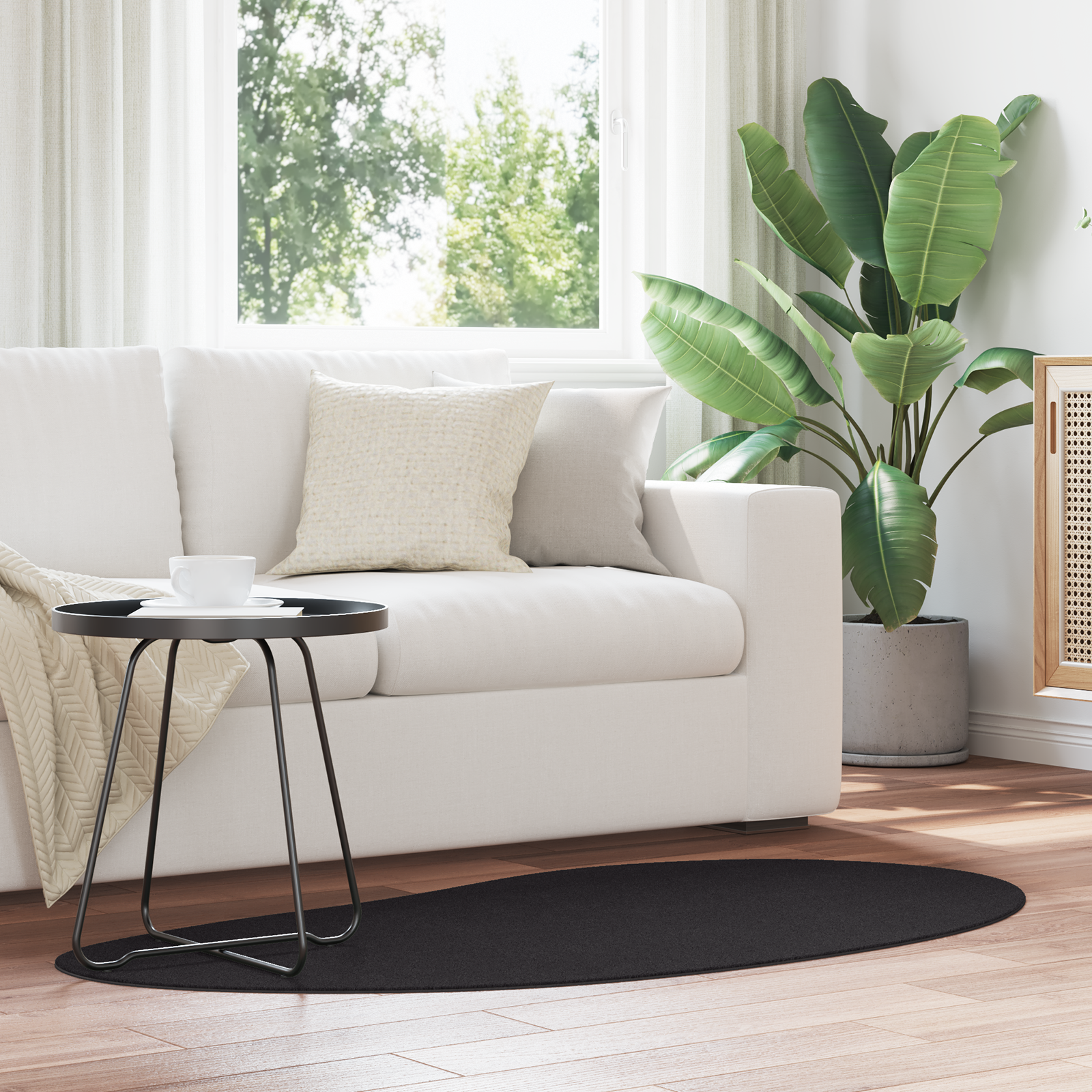 Vloerkleed Zwart 80×150 cm Polyester Antislip