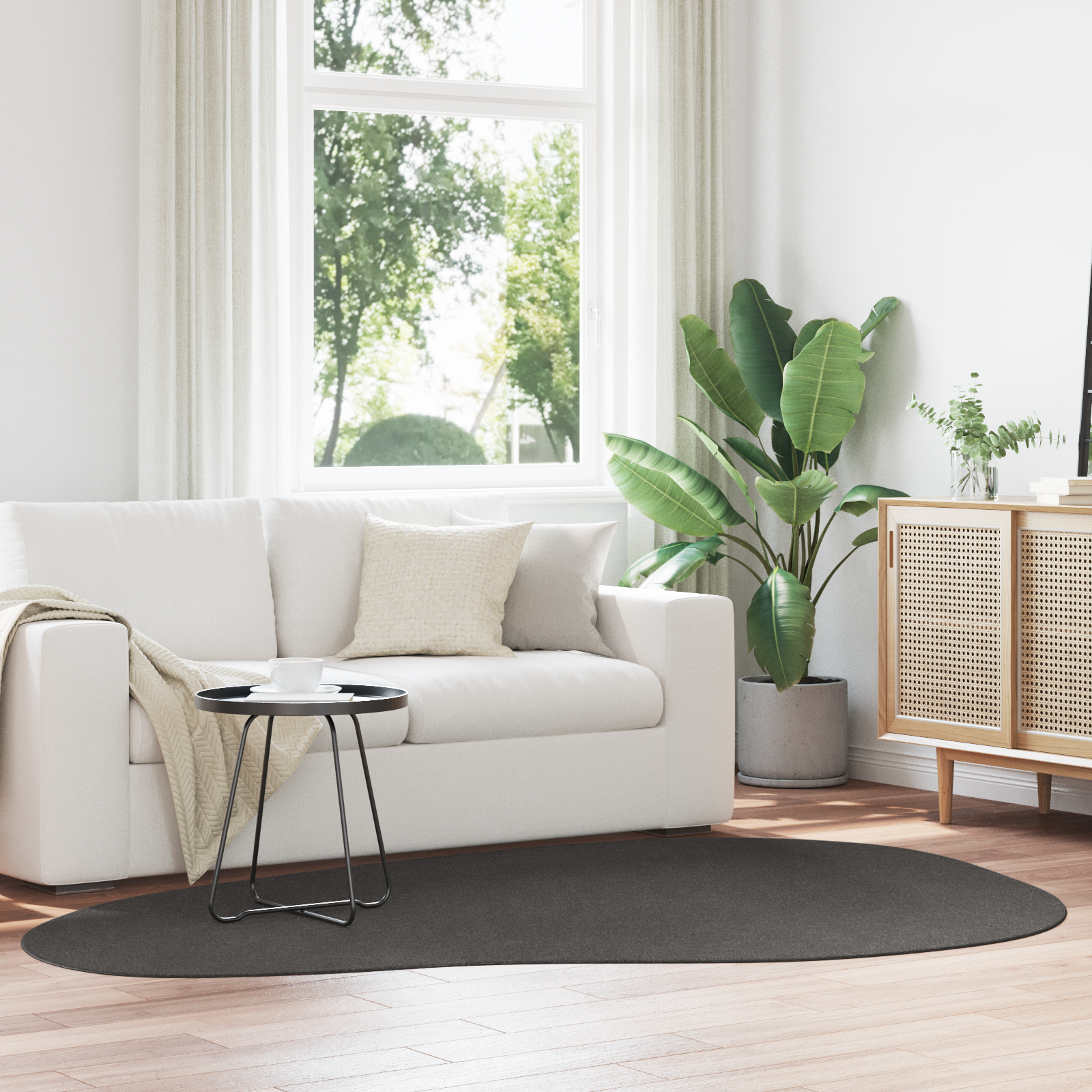 Vloerkleed “HUARTE” Korte Pool Zacht en Wasbaar Anthraciet 160×230 cm