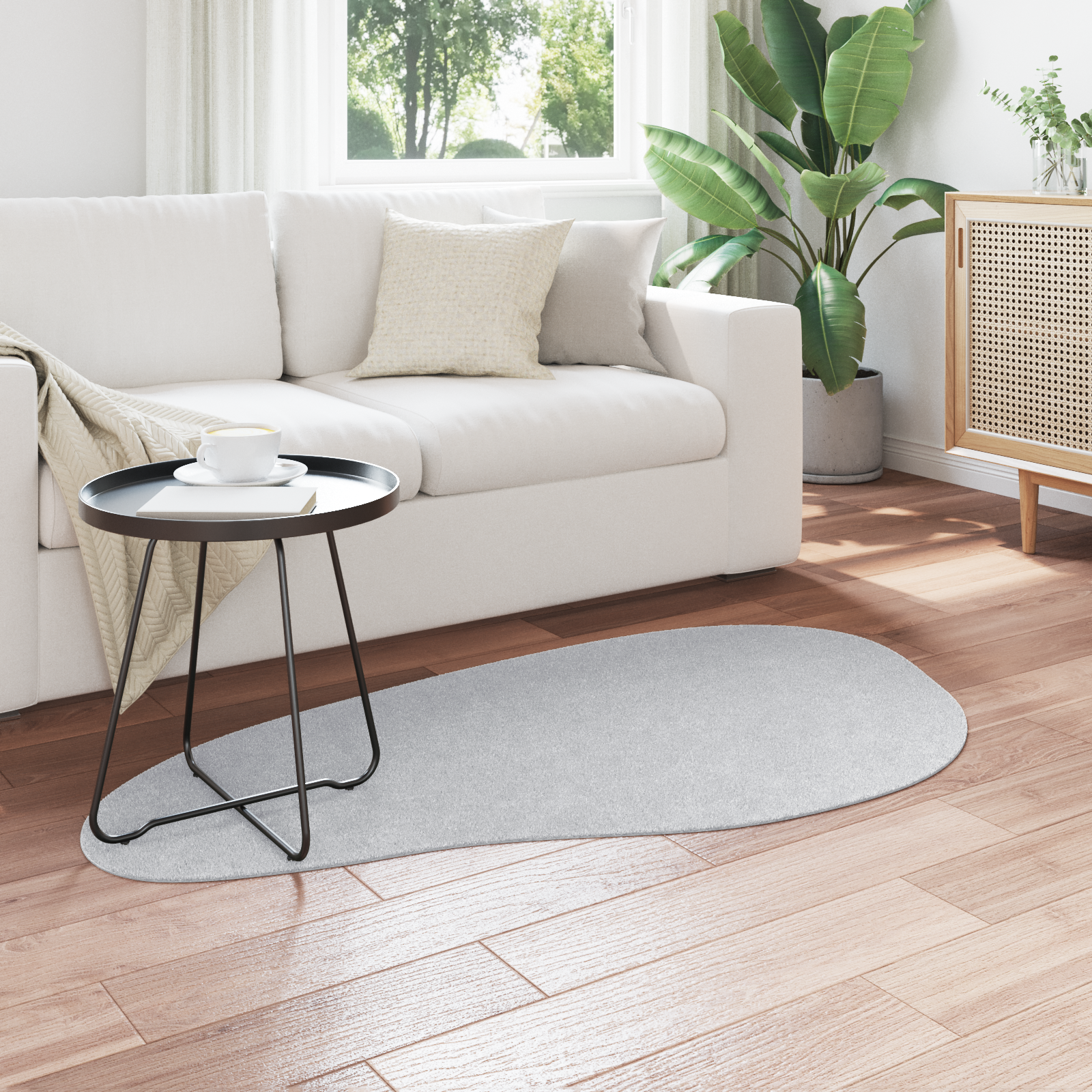 Rug 'HUARTE' Short Pile Soft and Washable Grey 80x150 cm - Image 3