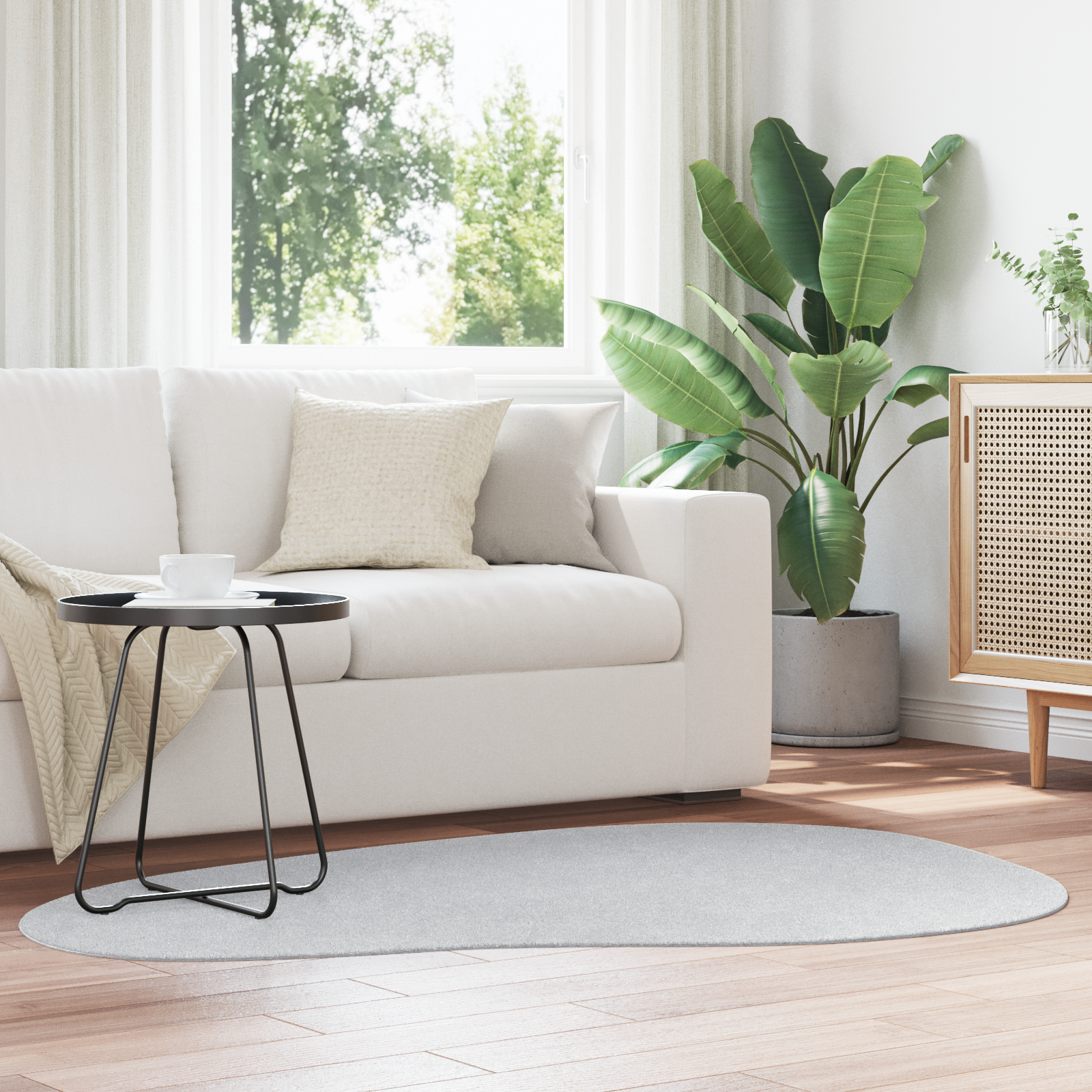 Vloerkleed ‘HUARTE’Kort Pool Zacht en Wasbaar Grijs 120×170 cm
